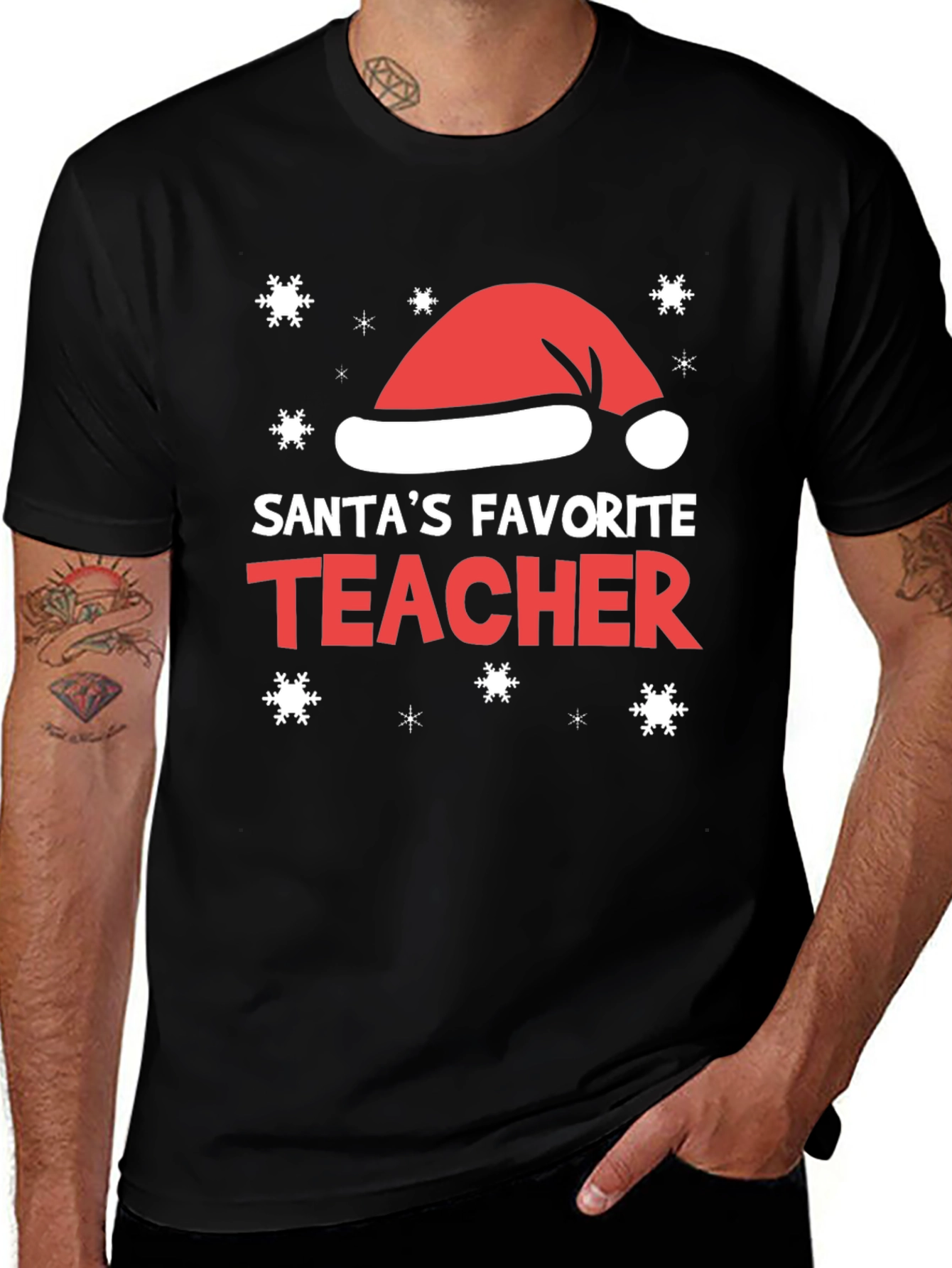 Santas Favorite Teacher Christmas Holiday Tee
