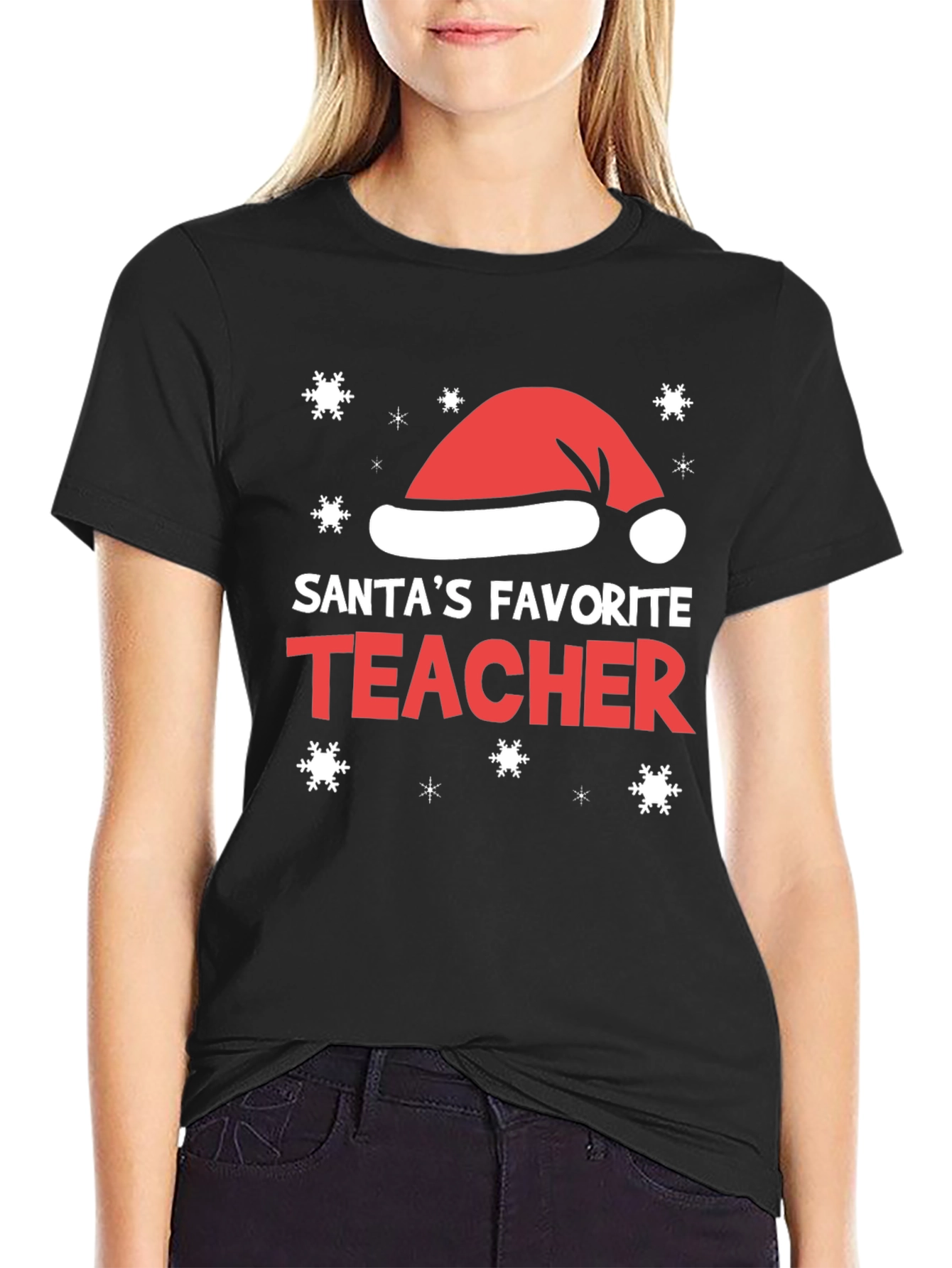 Santas Favorite Teacher Christmas Holiday Tee