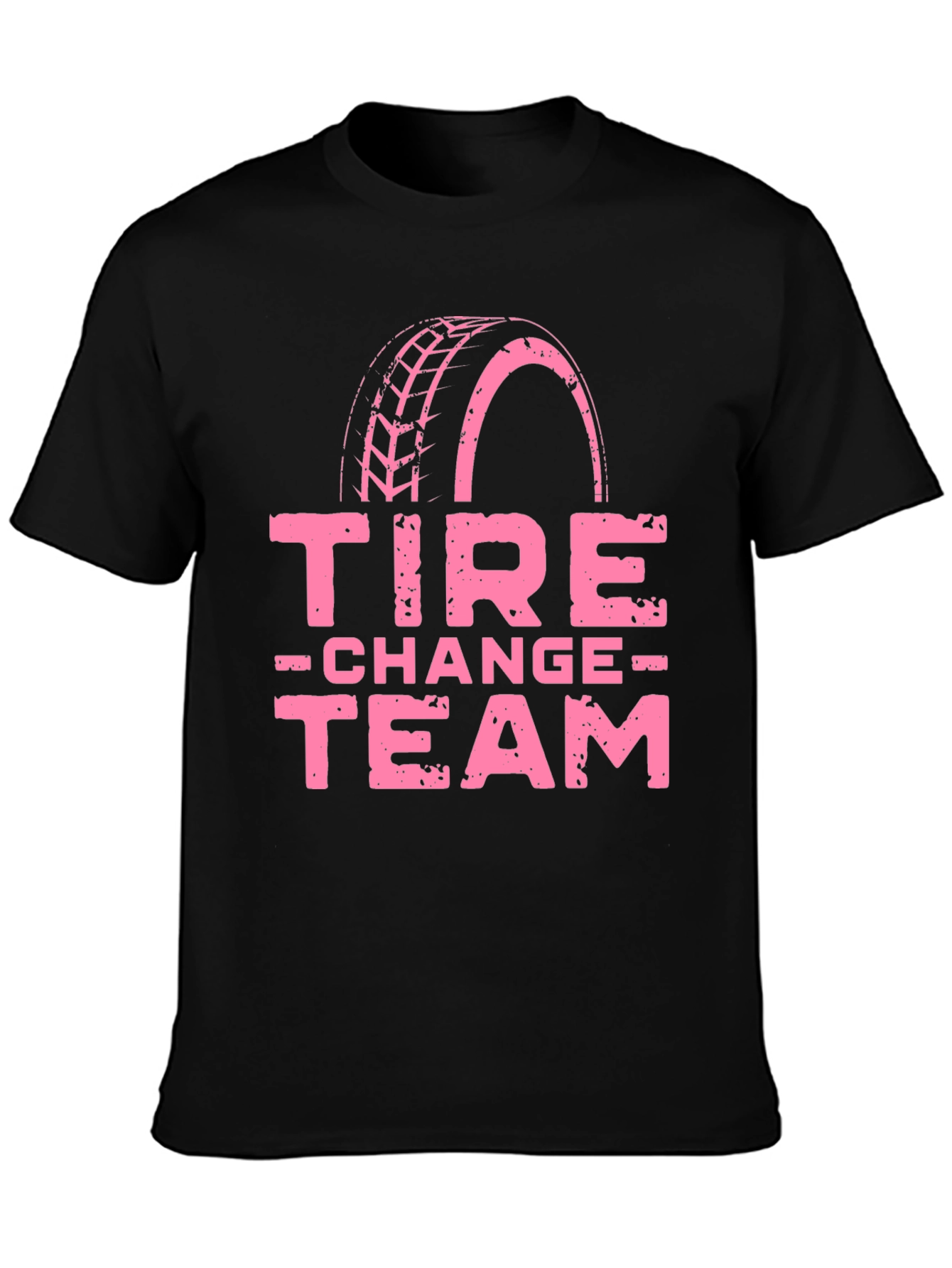 Tire Change Team Graphic T-Shirt - Pink Print