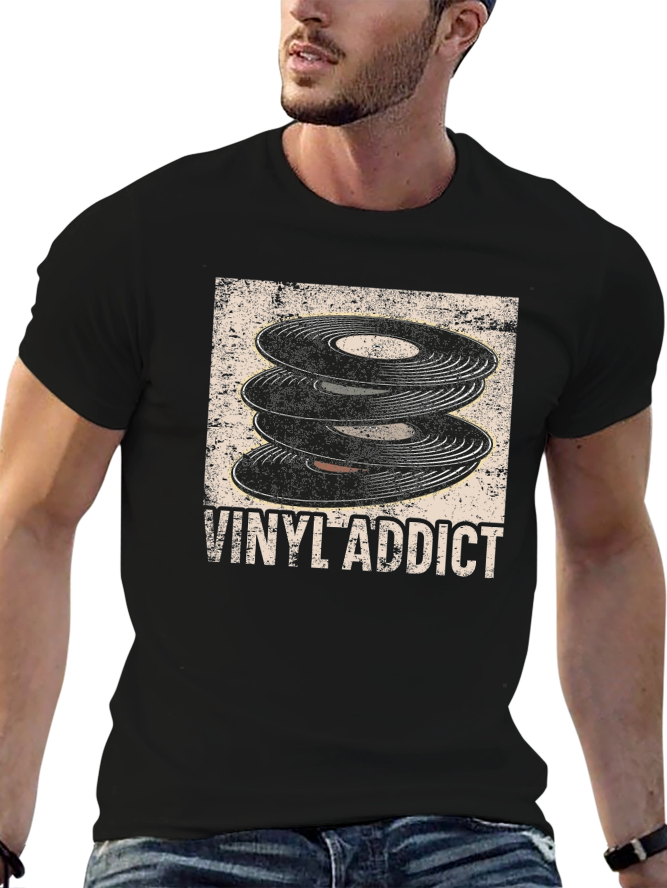 Vinyl Addict Graphic T-Shirt - Music Lover Tee