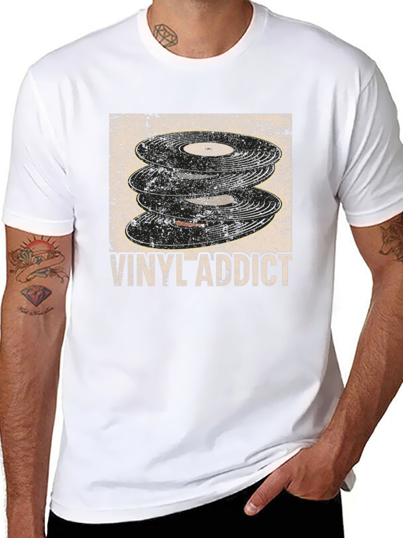 Vinyl Addict Graphic T-Shirt - Music Lover Tee
