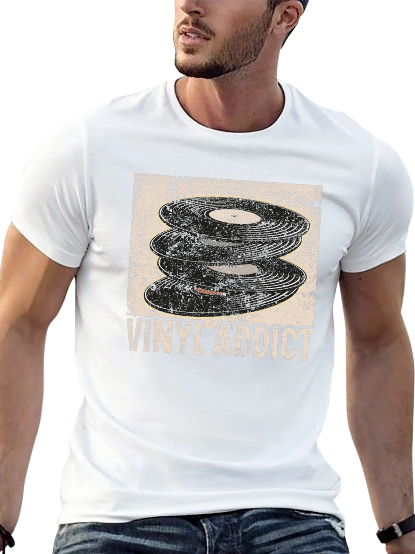 Vinyl Addict Graphic T-Shirt - Music Lover Tee