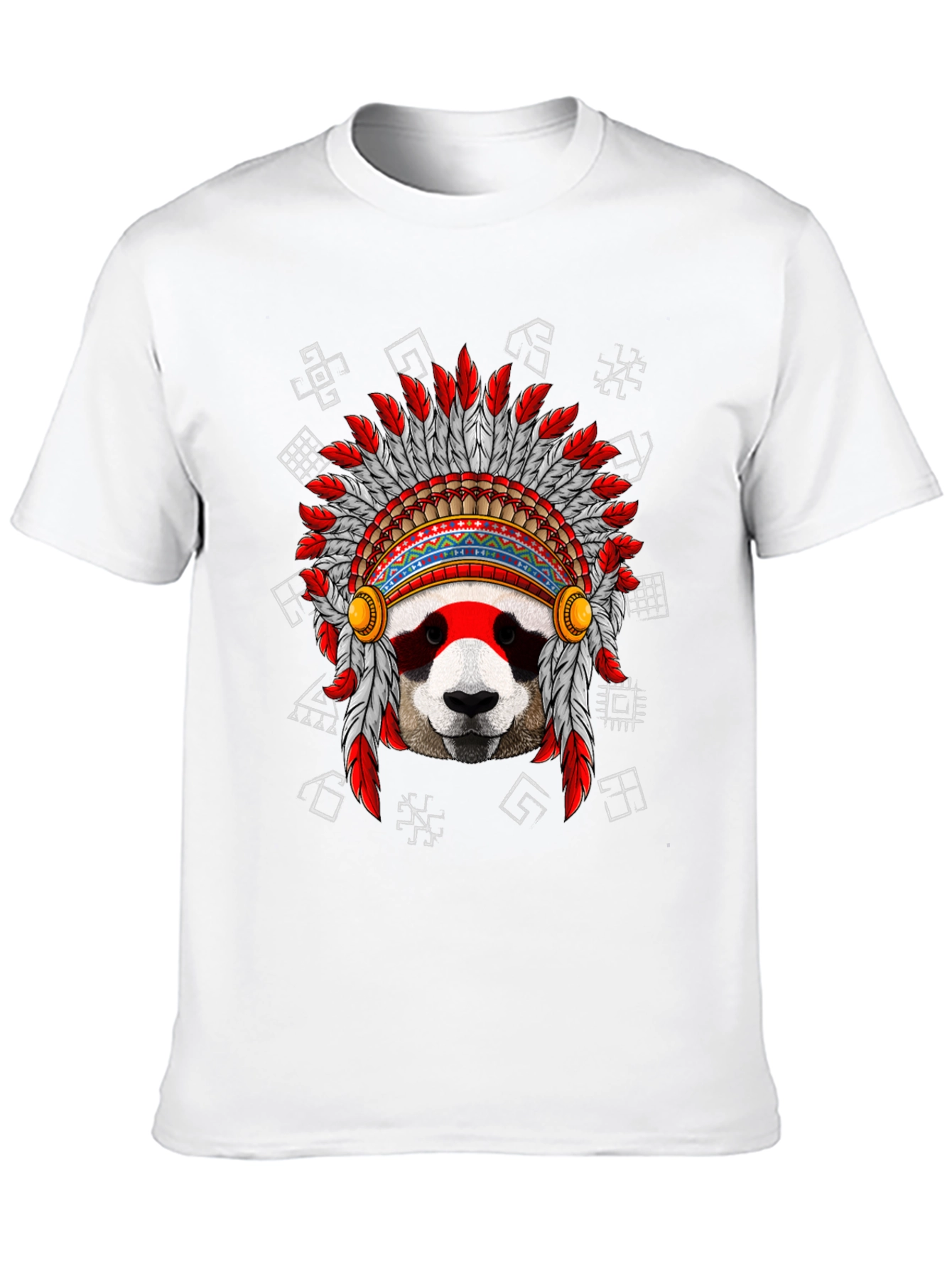 Panda Indian Headdress Graphic T-Shirt
