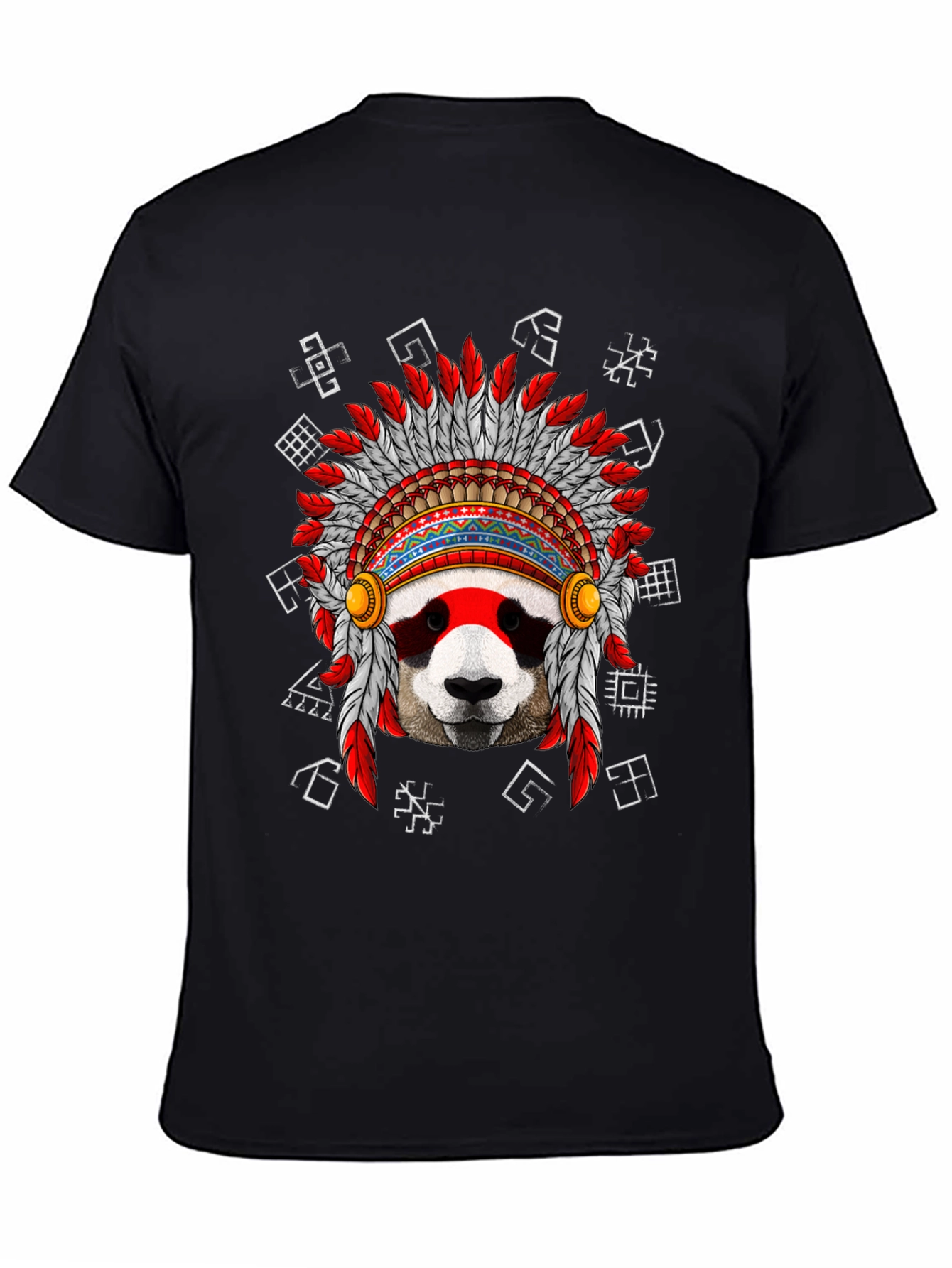 Panda Indian Headdress Graphic T-Shirt