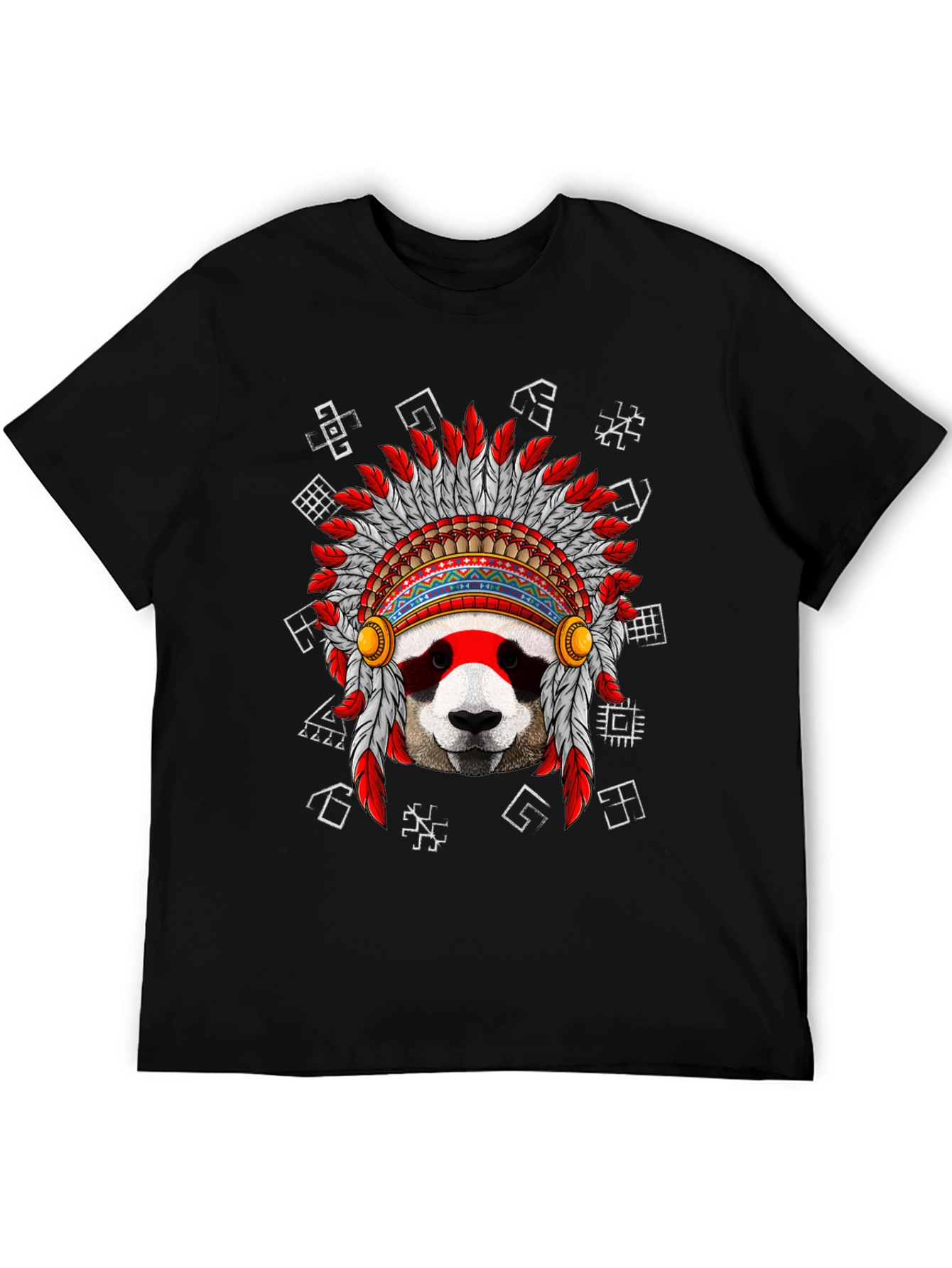Panda Indian Headdress Graphic T-Shirt