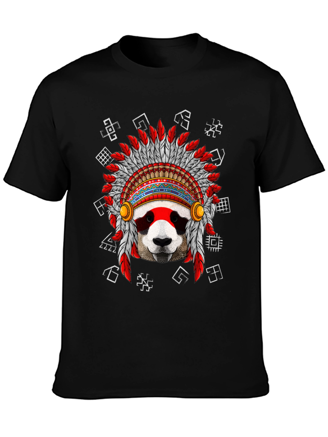 Panda Indian Headdress Graphic T-Shirt