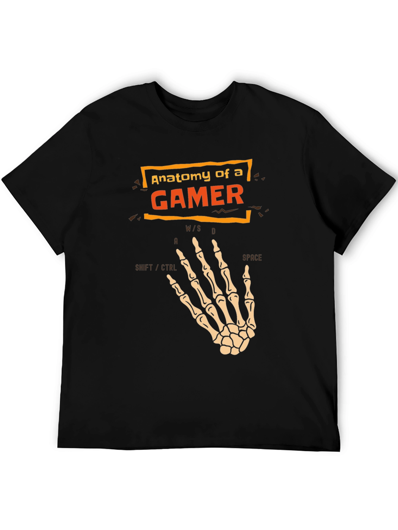Anatomy of a Gamer T-Shirt - Skeleton Hand Design