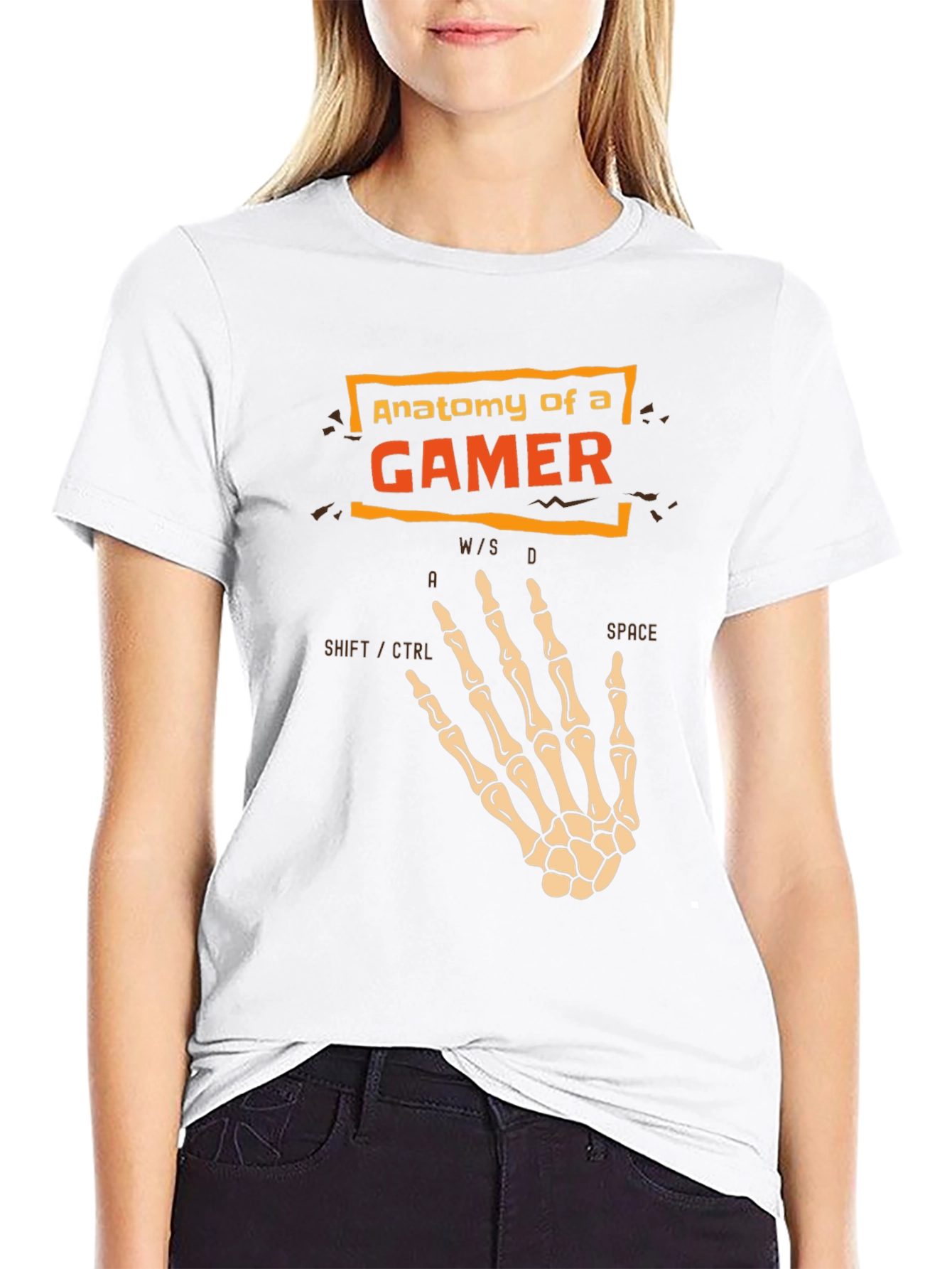 Anatomy of a Gamer T-Shirt - Skeleton Hand Design