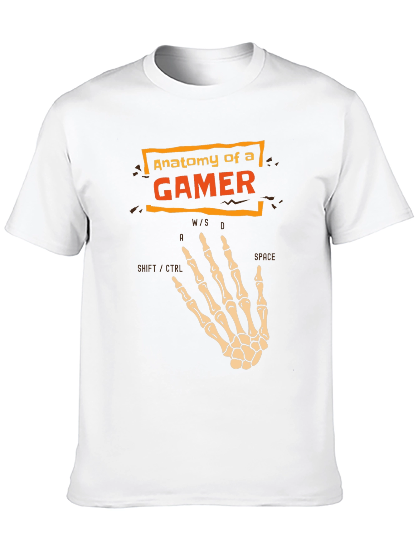Anatomy of a Gamer T-Shirt - Skeleton Hand Design