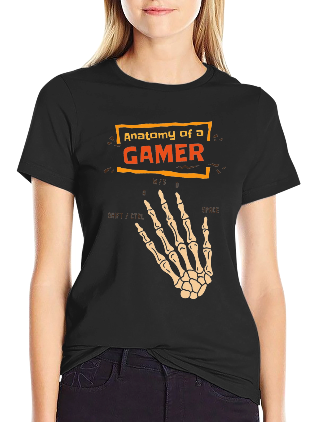 Anatomy of a Gamer T-Shirt - Skeleton Hand Design