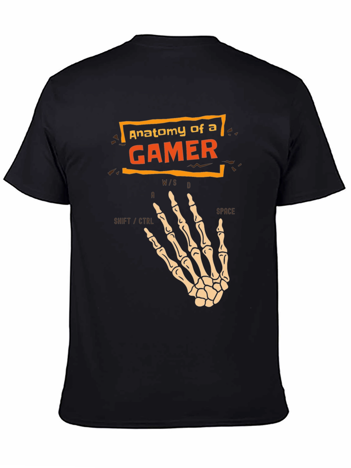 Anatomy of a Gamer T-Shirt - Skeleton Hand Design