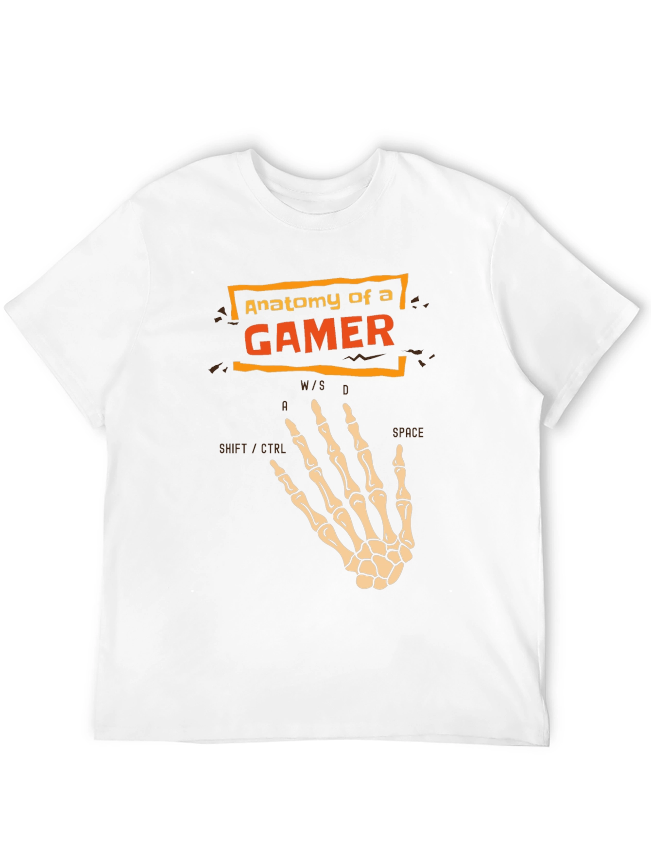 Anatomy of a Gamer T-Shirt - Skeleton Hand Design