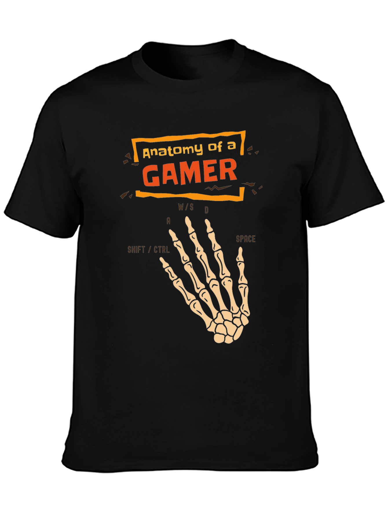 Anatomy of a Gamer T-Shirt - Skeleton Hand Design