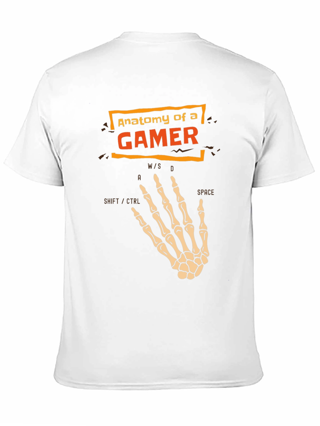 Anatomy of a Gamer T-Shirt - Skeleton Hand Design
