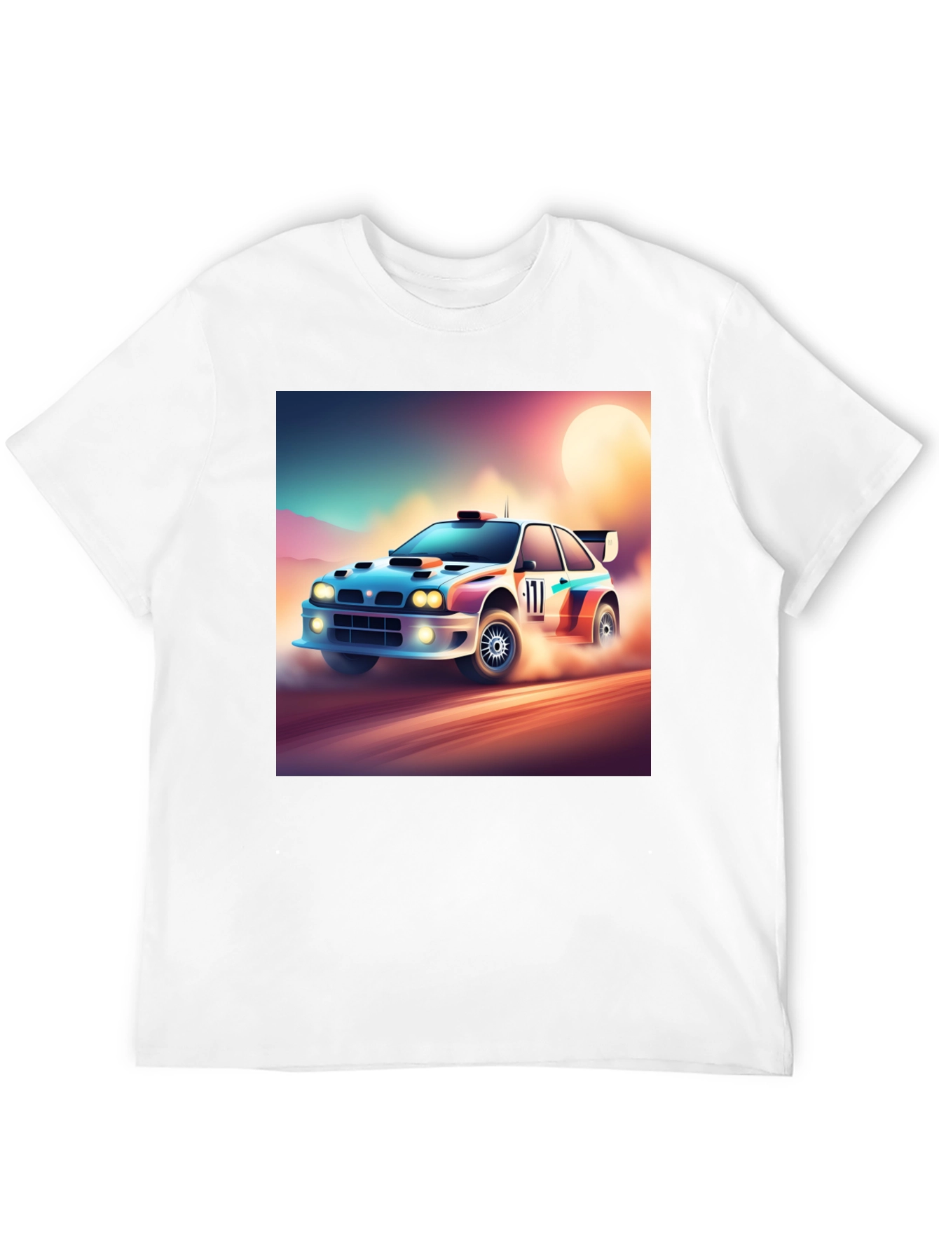 Rally Car Graphic Tee - Black Cotton Shirt