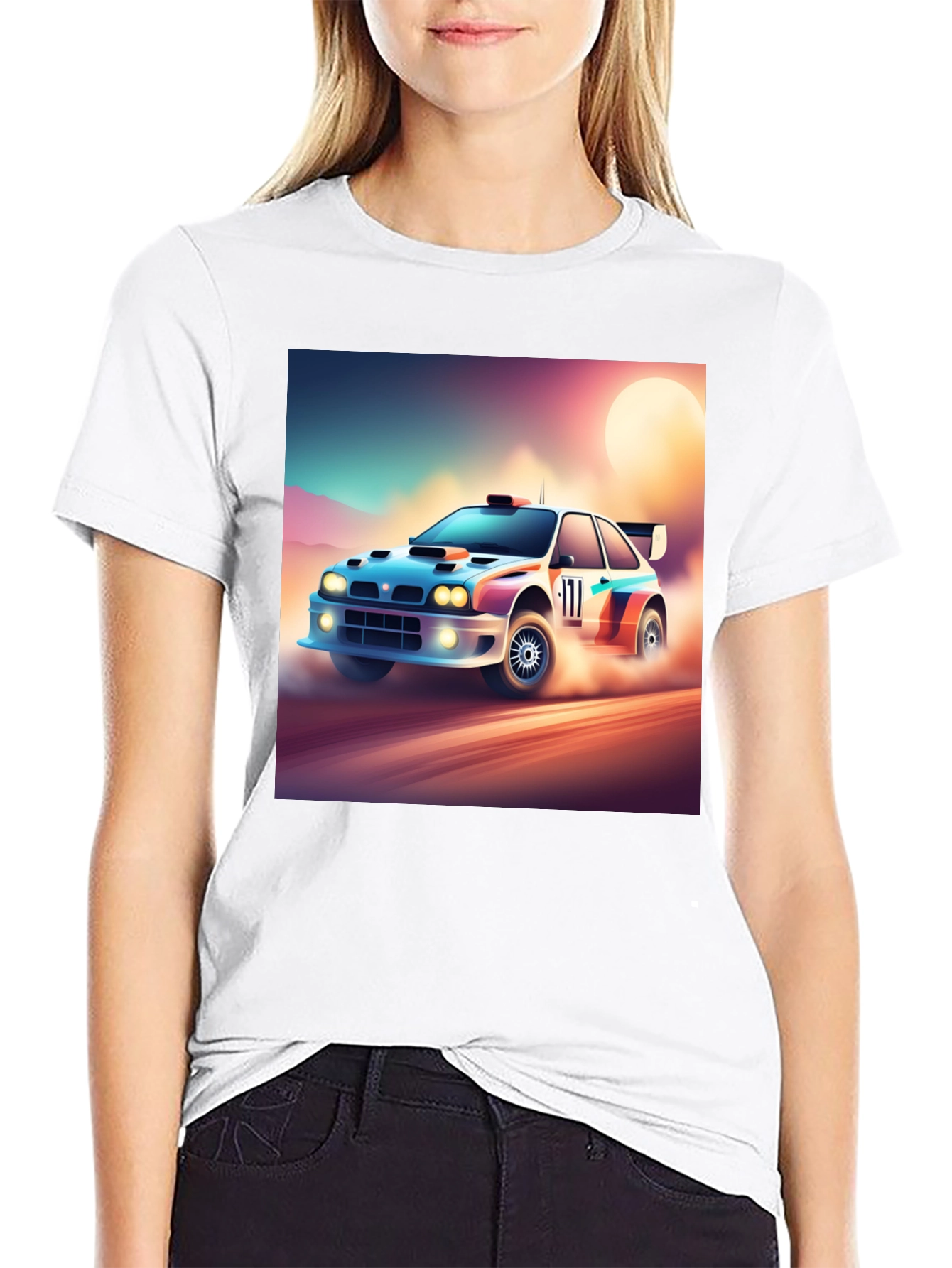 Rally Car Graphic Tee - Black Cotton Shirt