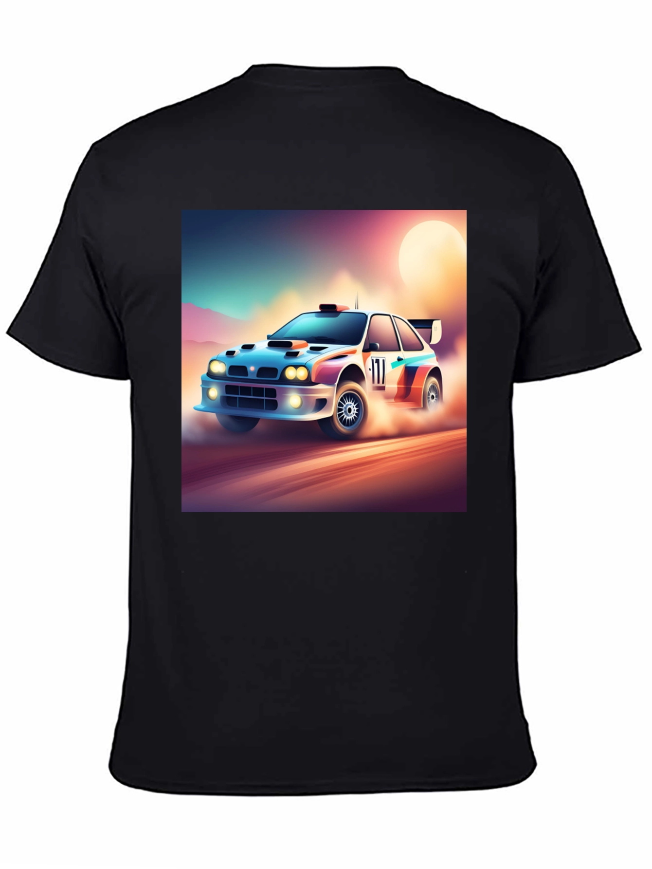 Rally Car Graphic Tee - Black Cotton Shirt