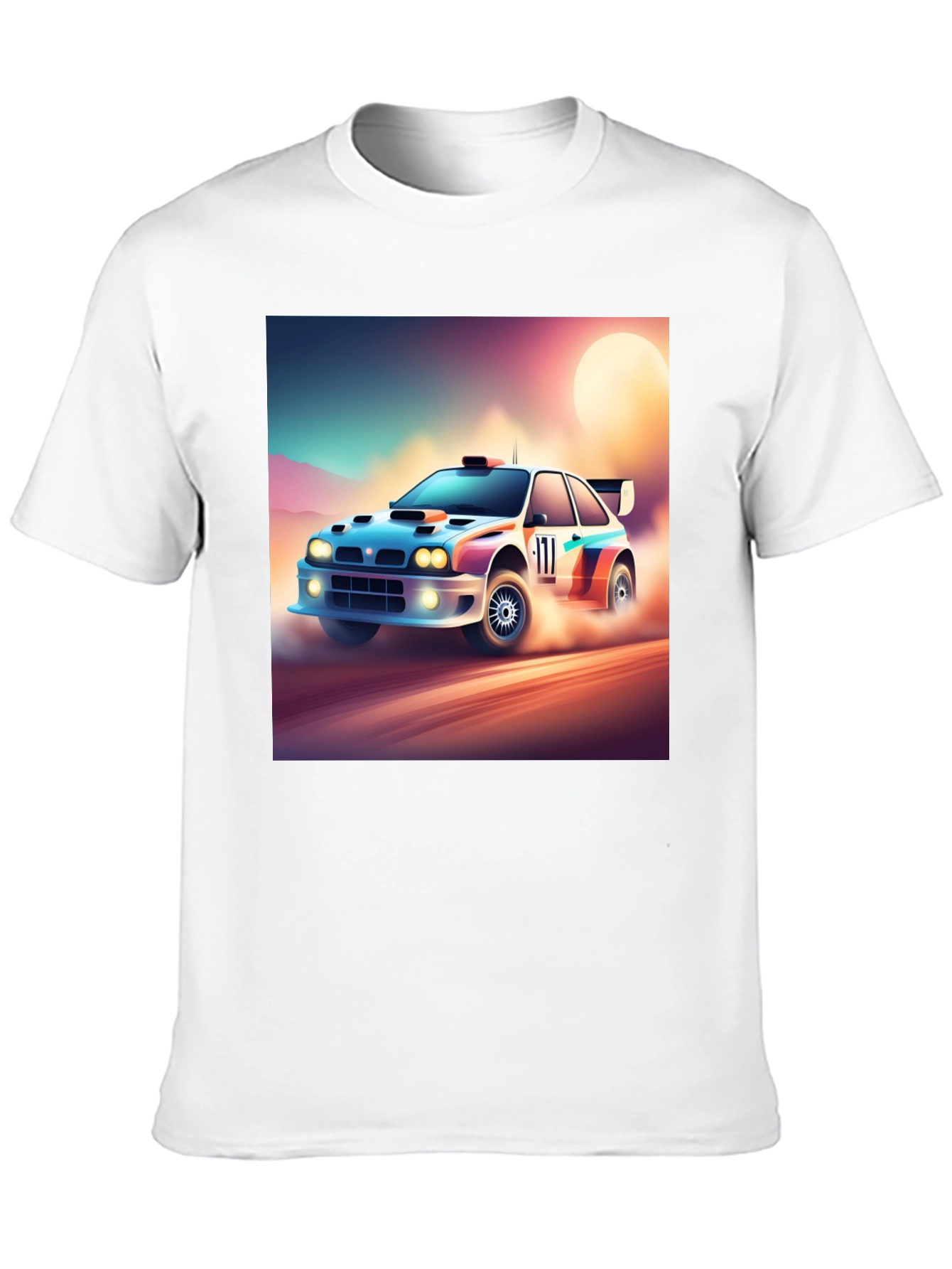 Rally Car Graphic Tee - Black Cotton Shirt