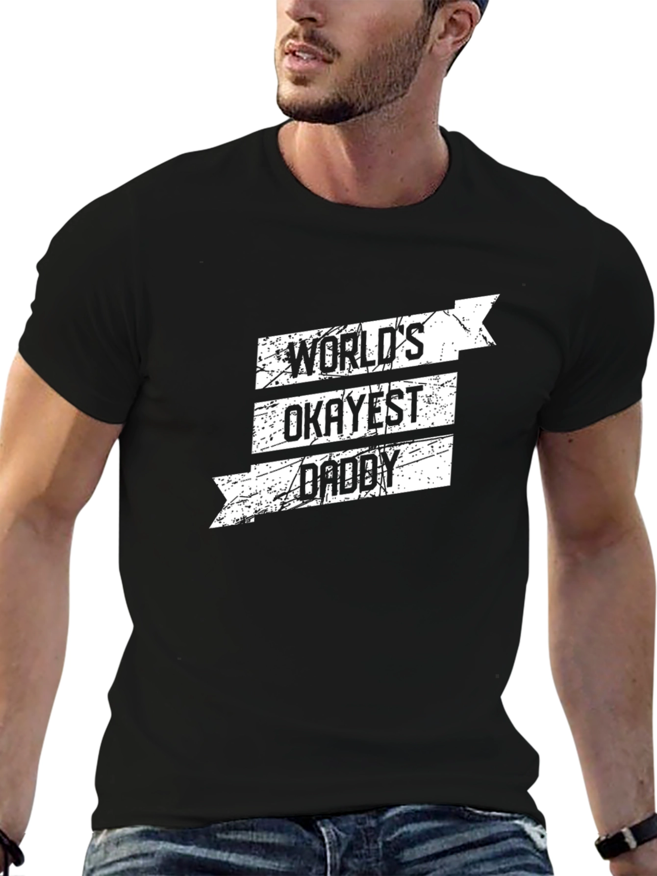 Worlds Okayest Daddy Graphic Tee - Black