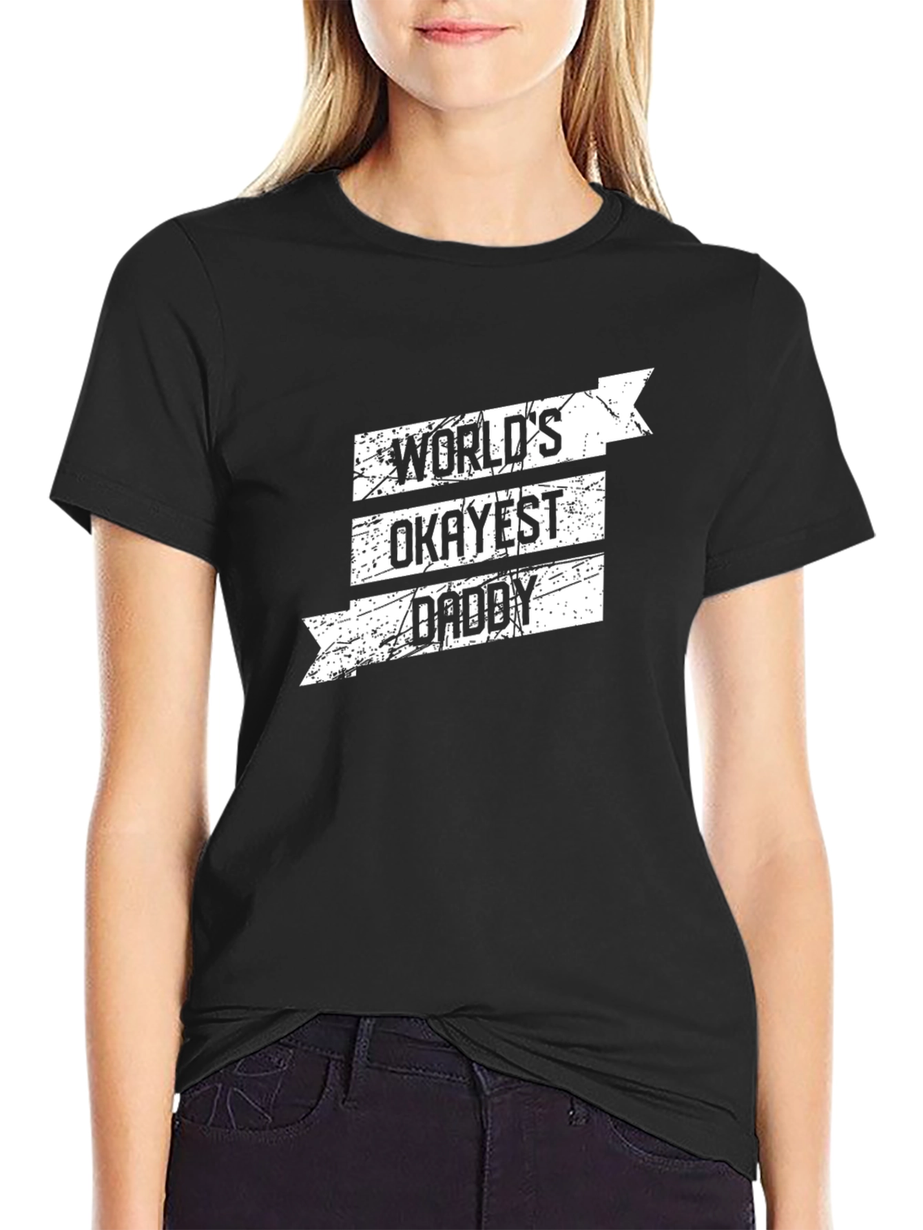 Worlds Okayest Daddy Graphic Tee - Black