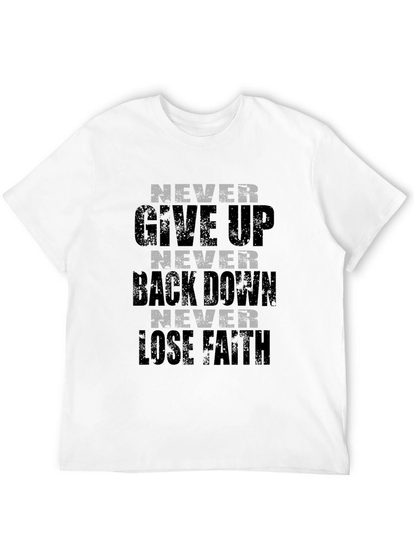 Motivational Never Give Up Graphic Print Black T-Shirt