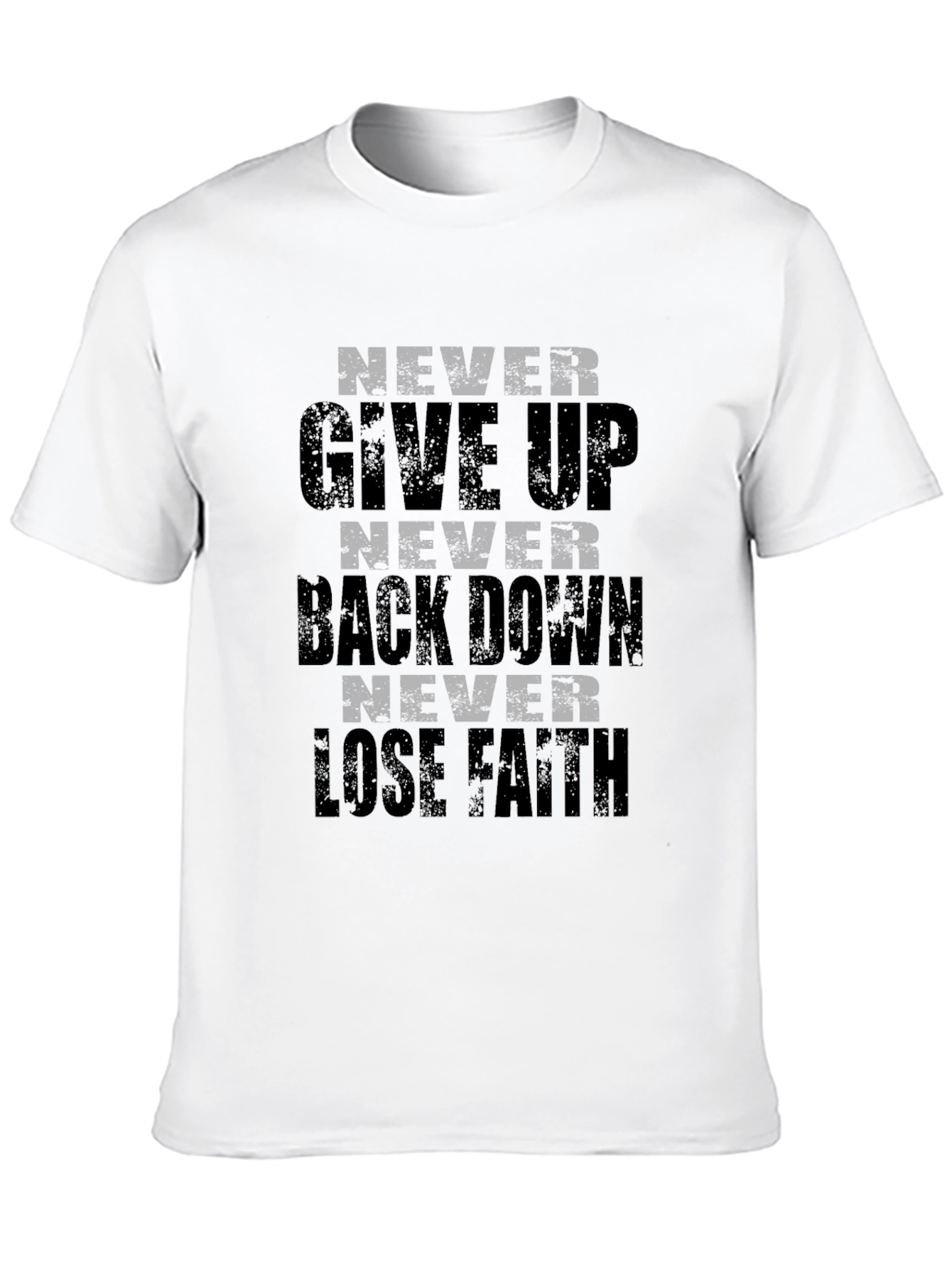 Motivational Never Give Up Graphic Print Black T-Shirt