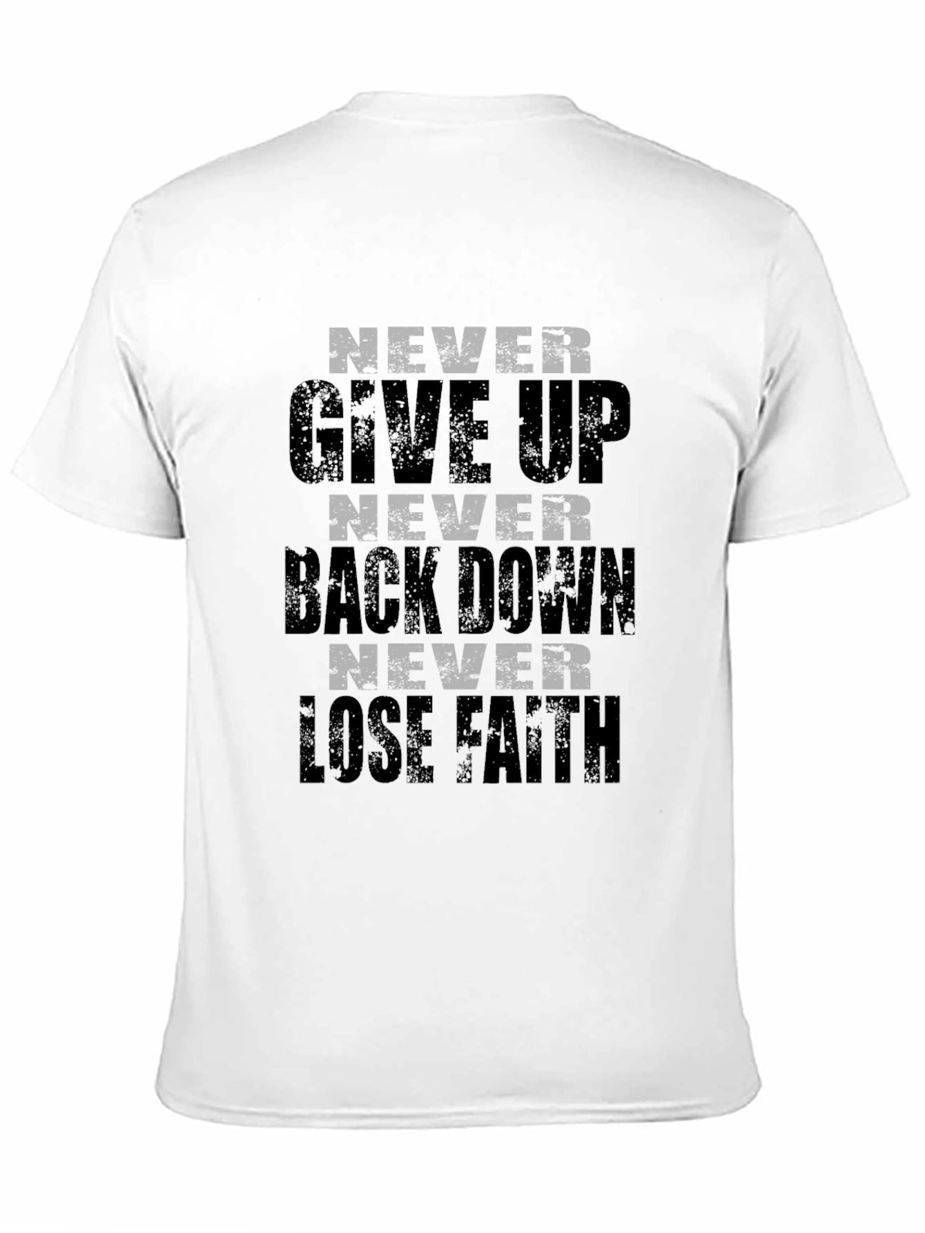 Motivational Never Give Up Graphic Print Black T-Shirt