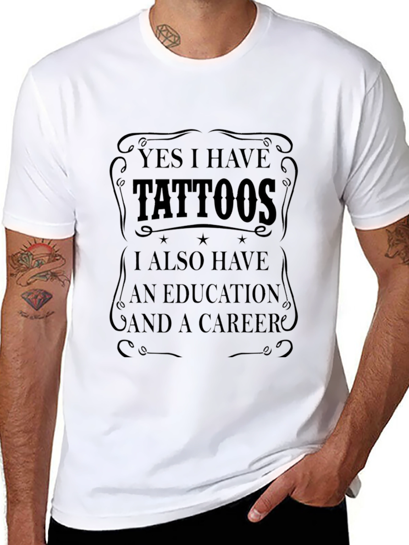 Tattooed & Educated Black Graphic T-Shirt
