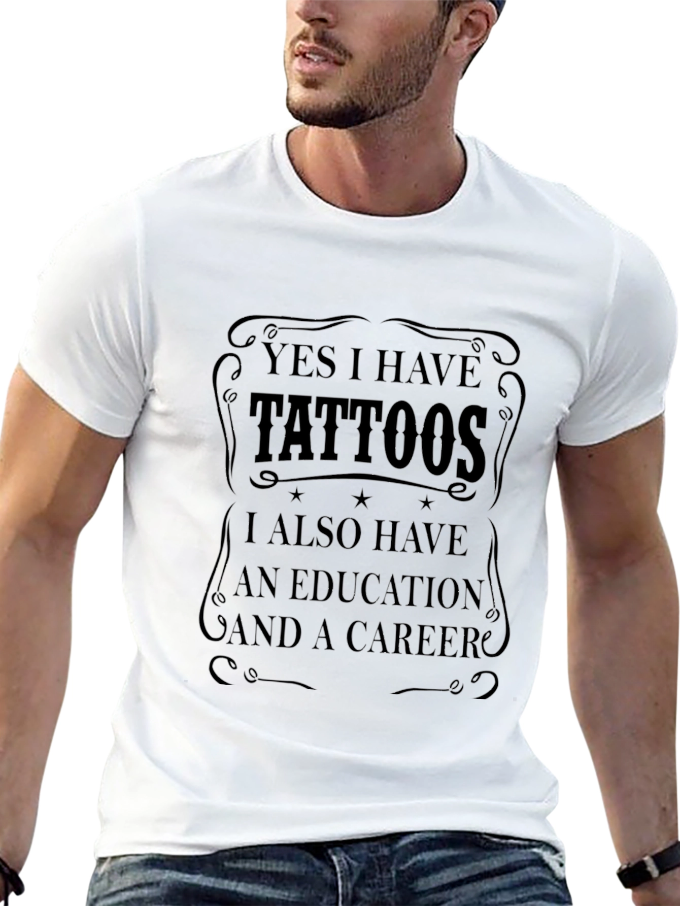 Tattooed & Educated Black Graphic T-Shirt