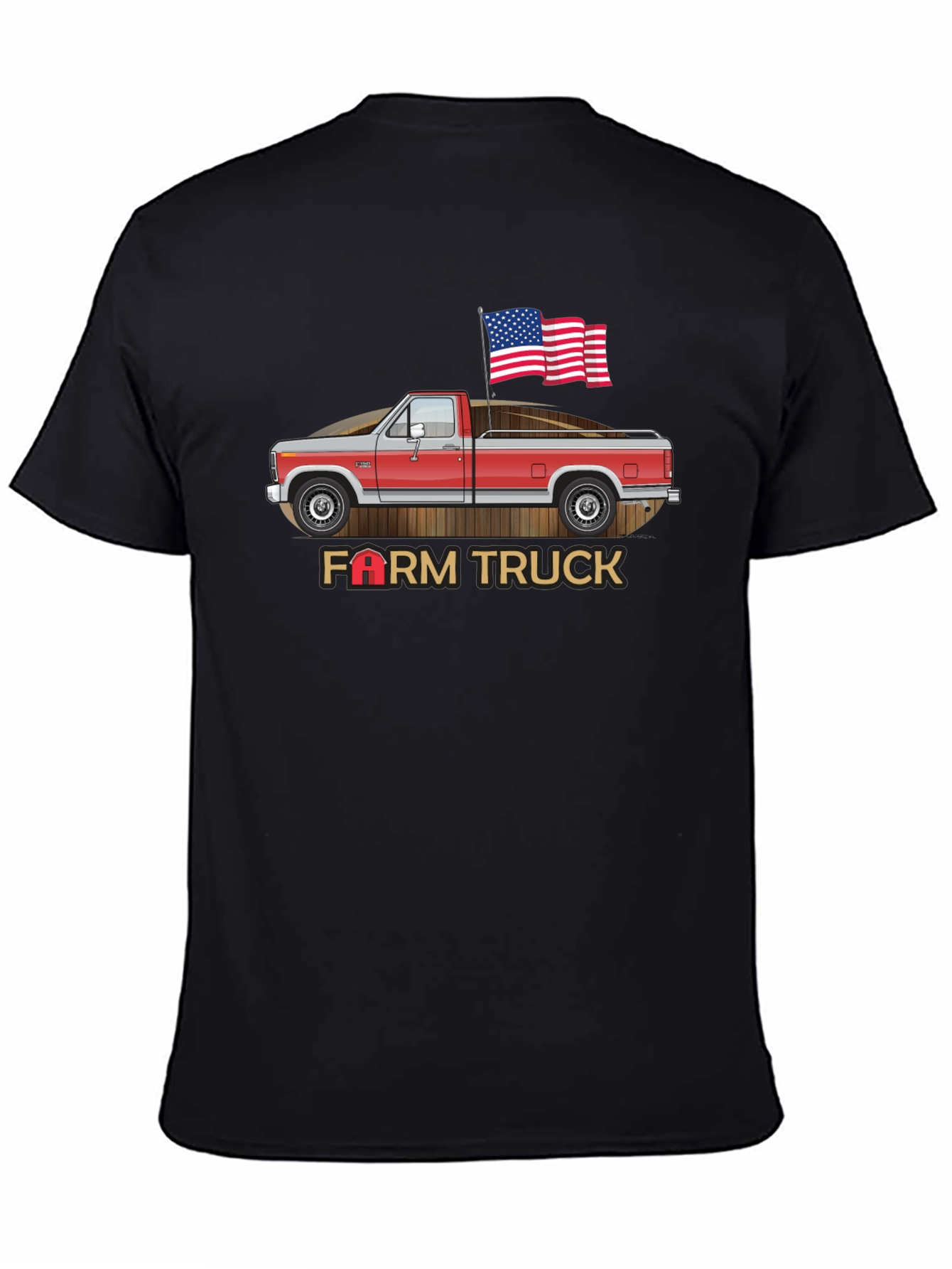 Farm Truck Graphic Tee - Patriotic American Flag