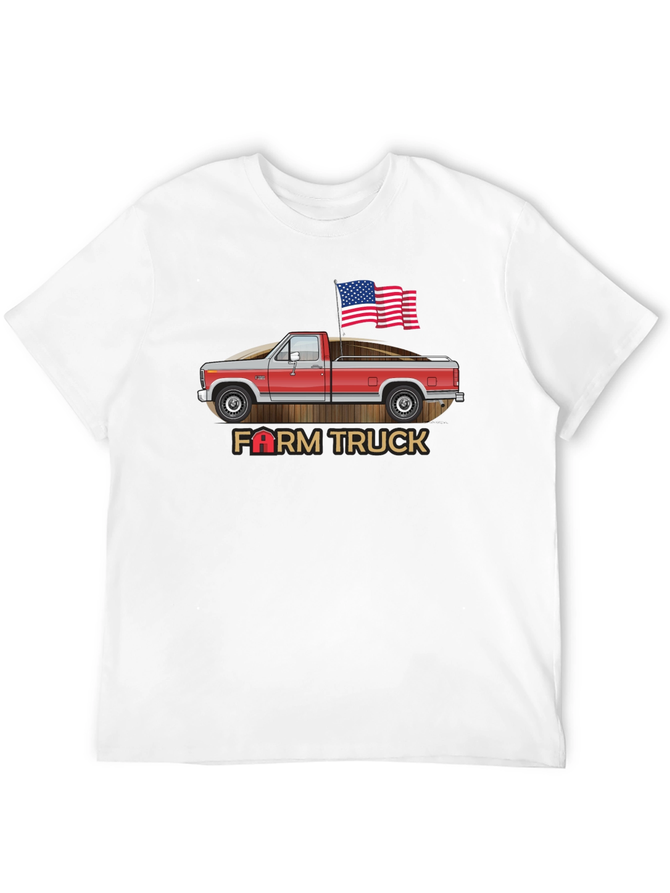 Farm Truck Graphic Tee - Patriotic American Flag