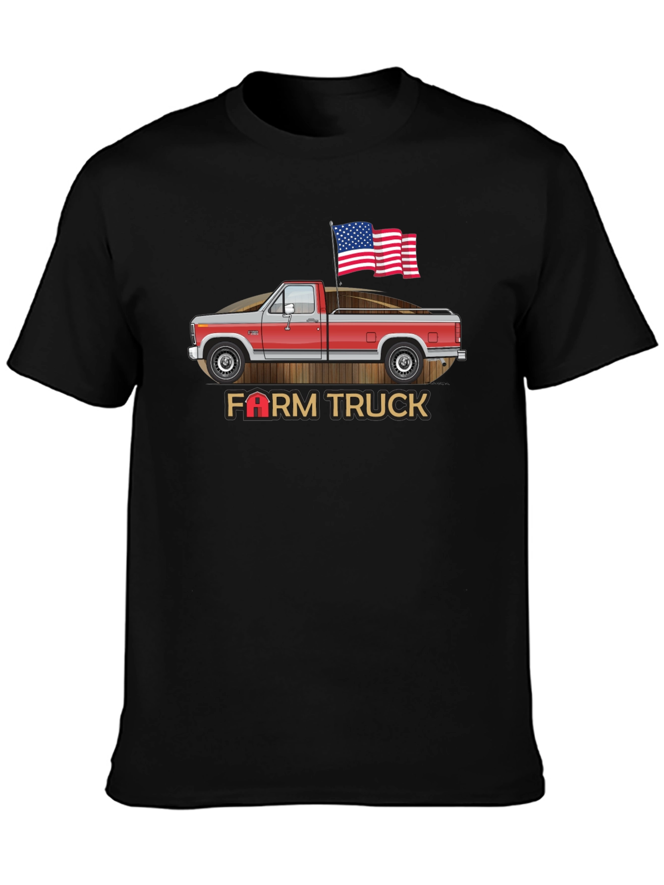 Farm Truck Graphic Tee - Patriotic American Flag