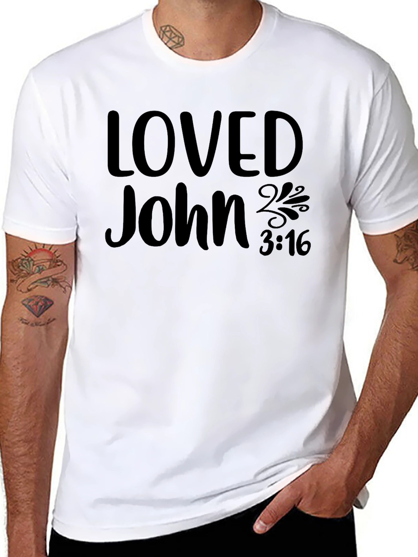 Loved John 3:16 Christian Black T-Shirt