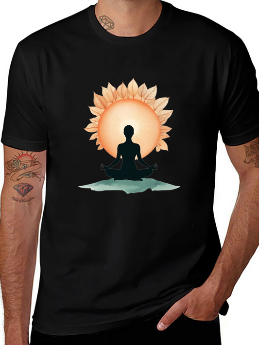 Meditative Silhouette Graphic Tee - Black
