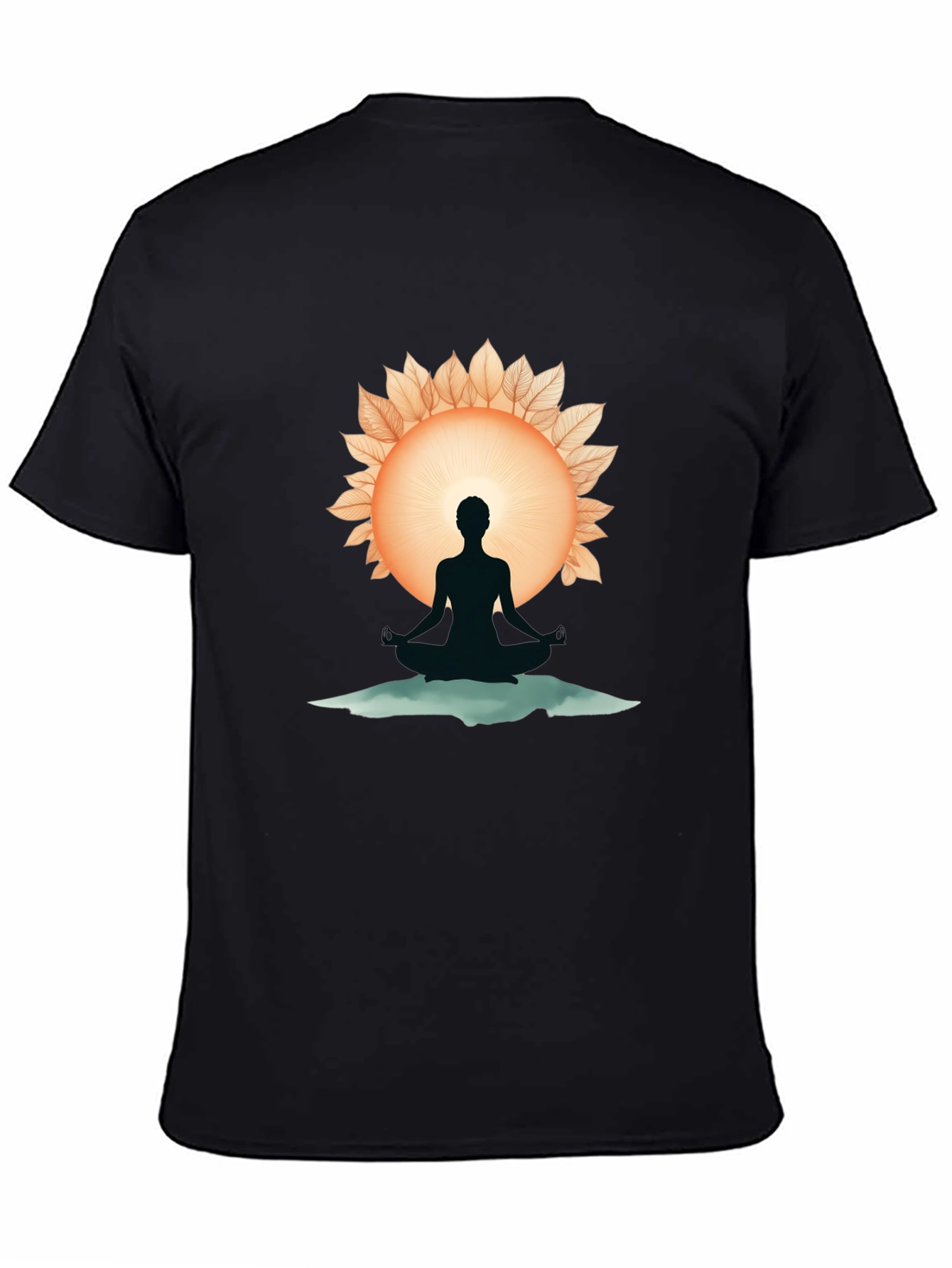 Meditative Silhouette Graphic Tee - Black