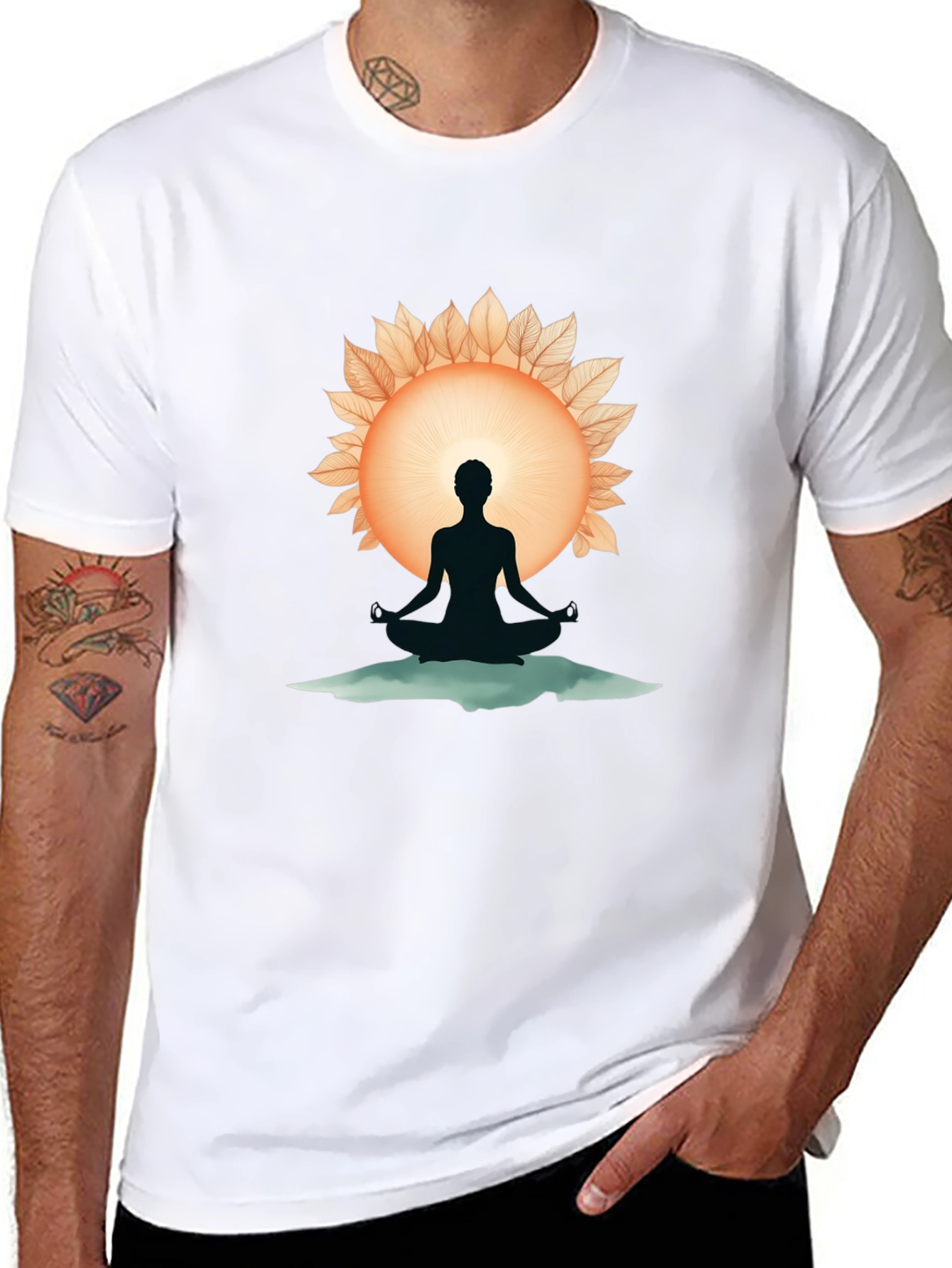 Meditative Silhouette Graphic Tee - Black