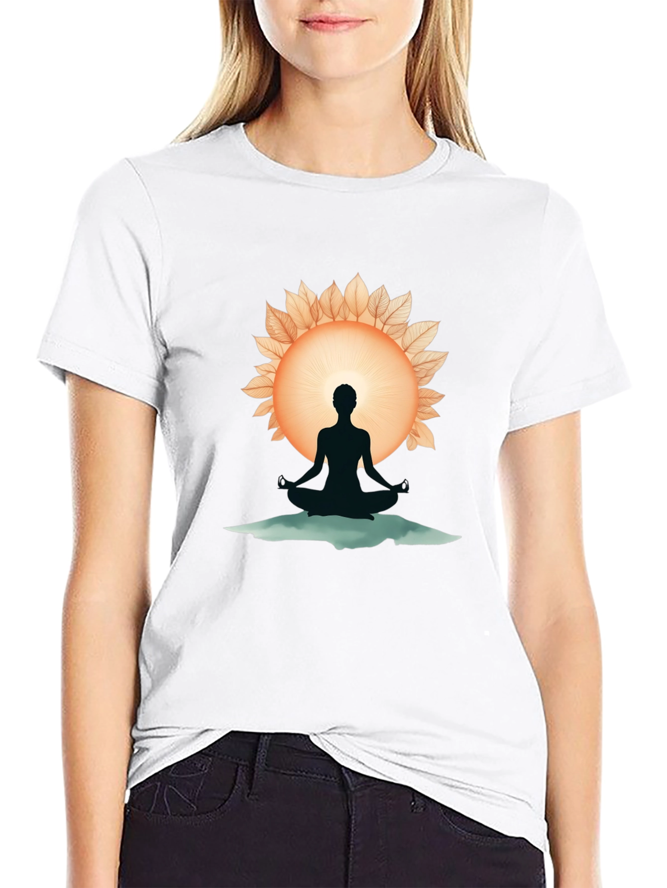 Meditative Silhouette Graphic Tee - Black