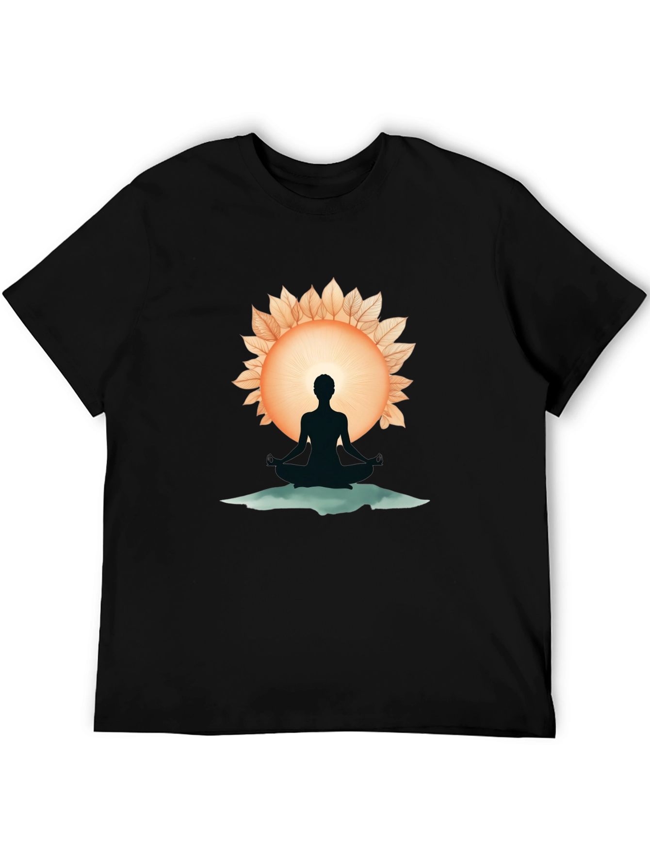 Meditative Silhouette Graphic Tee - Black