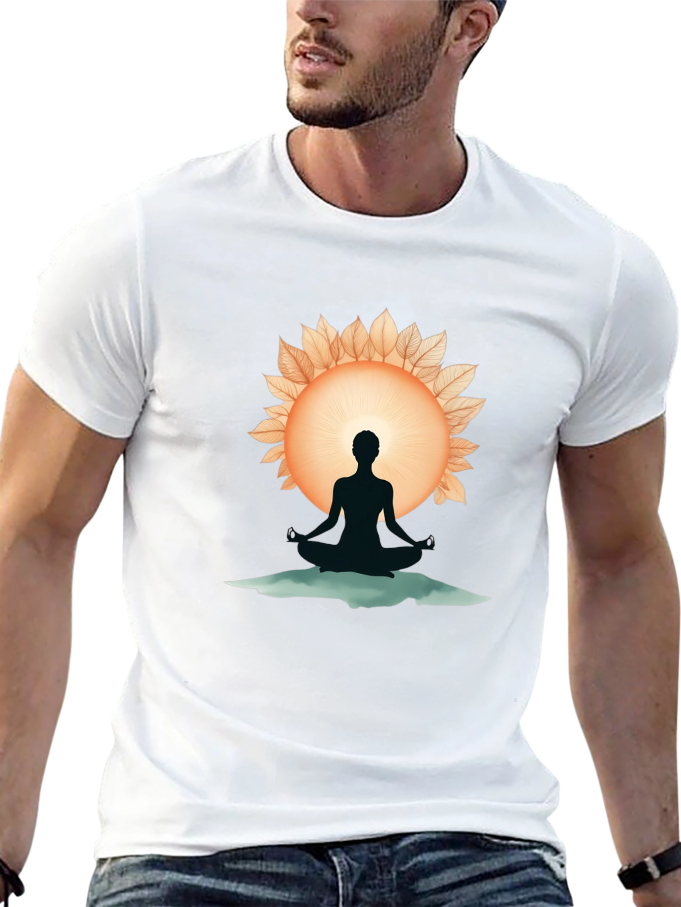 Meditative Silhouette Graphic Tee - Black