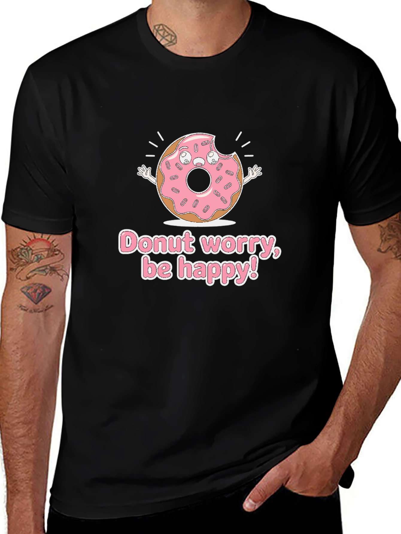 Donut Worry Be Happy Graphic T-Shirt