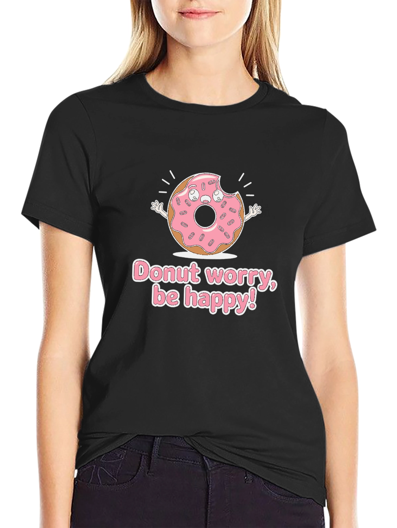 Donut Worry Be Happy Graphic T-Shirt