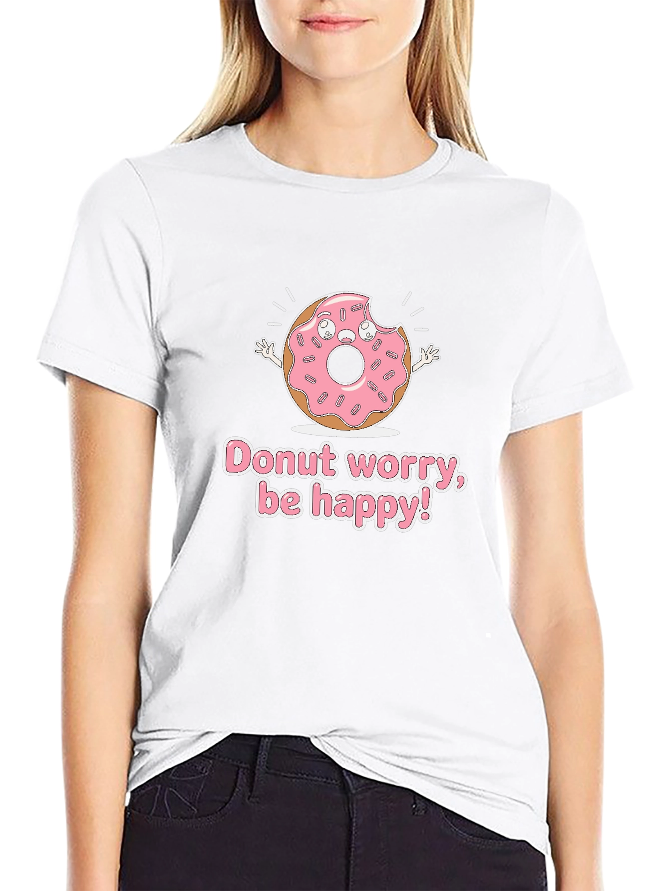 Donut Worry Be Happy Graphic T-Shirt