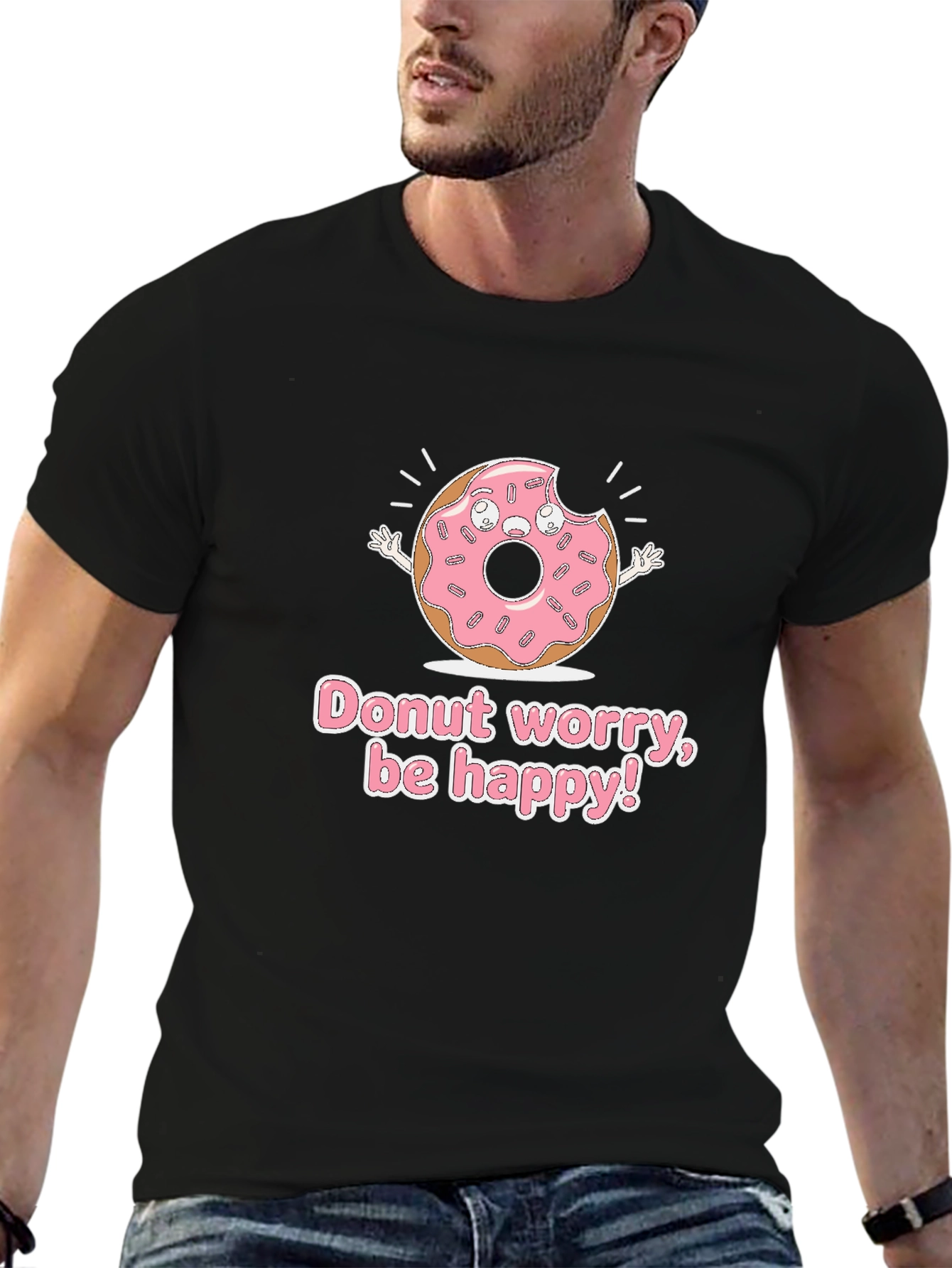 Donut Worry Be Happy Graphic T-Shirt