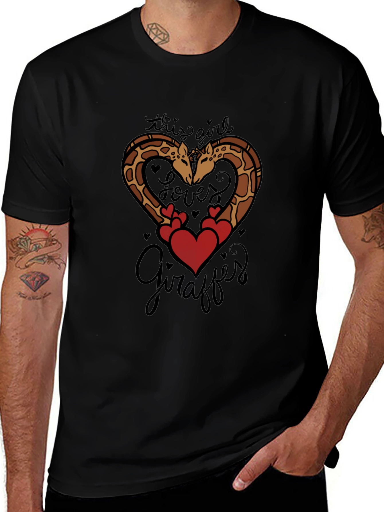 Giraffe Lover Tee: Cute Giraffe Heart Graphic T-Shirt