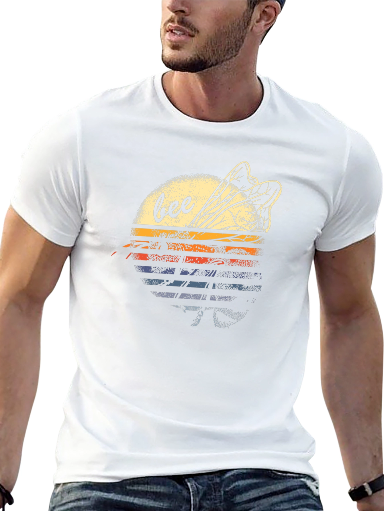 Retro Bee Graphic T-Shirt - Black