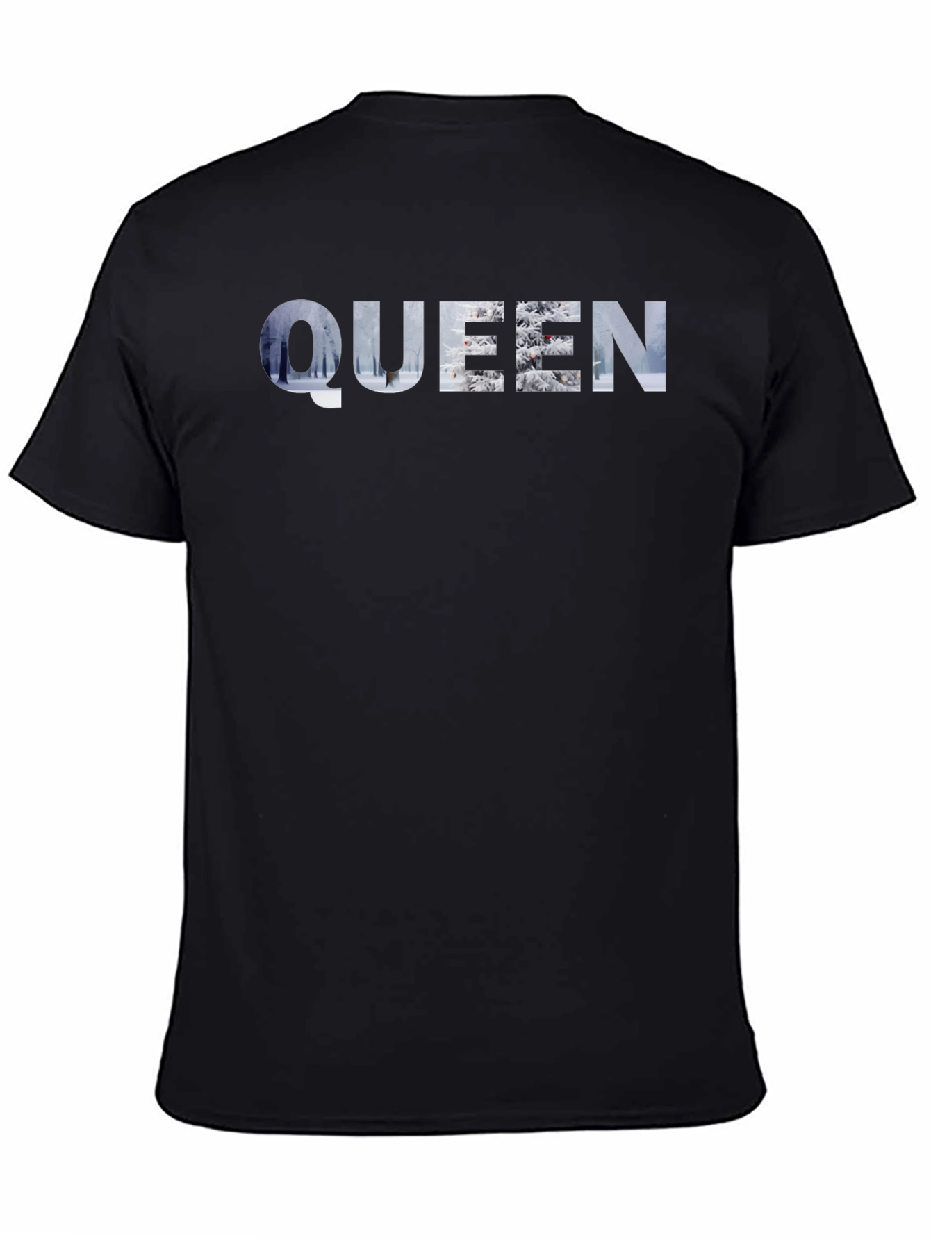 Queen Winter Scene Graphic Black T-Shirt