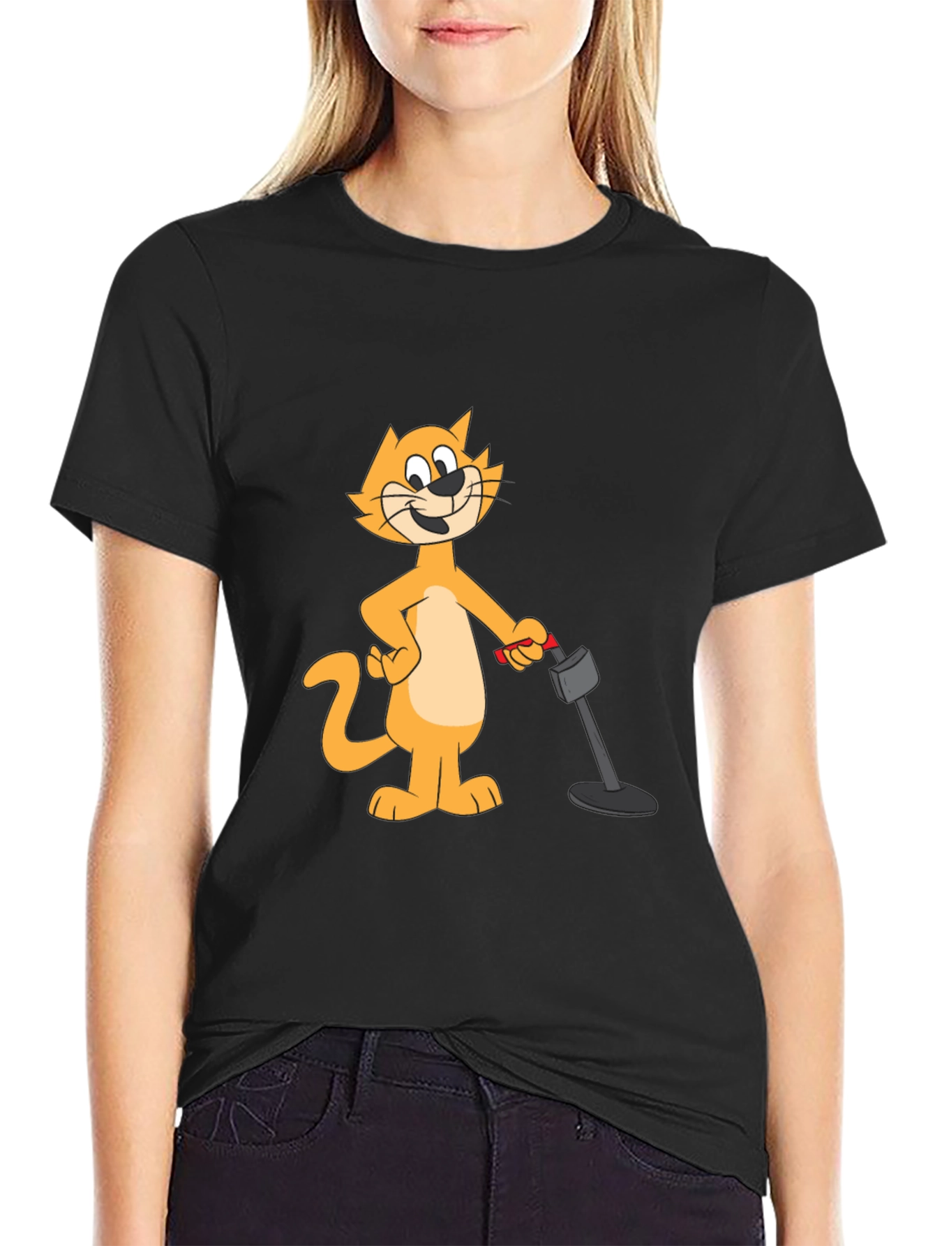 Cool Cat Cartoon Black T-Shirt