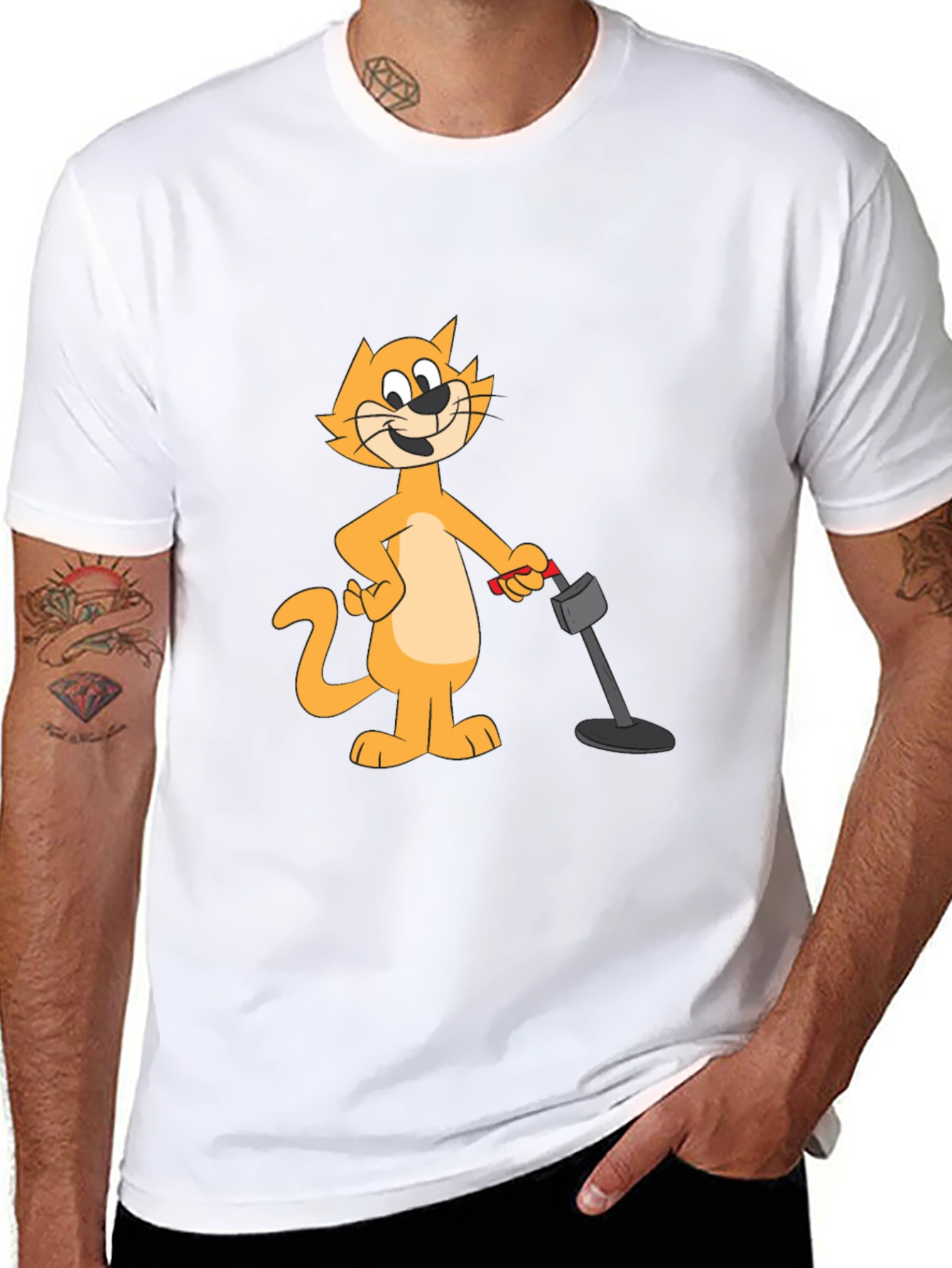 Cool Cat Cartoon Black T-Shirt