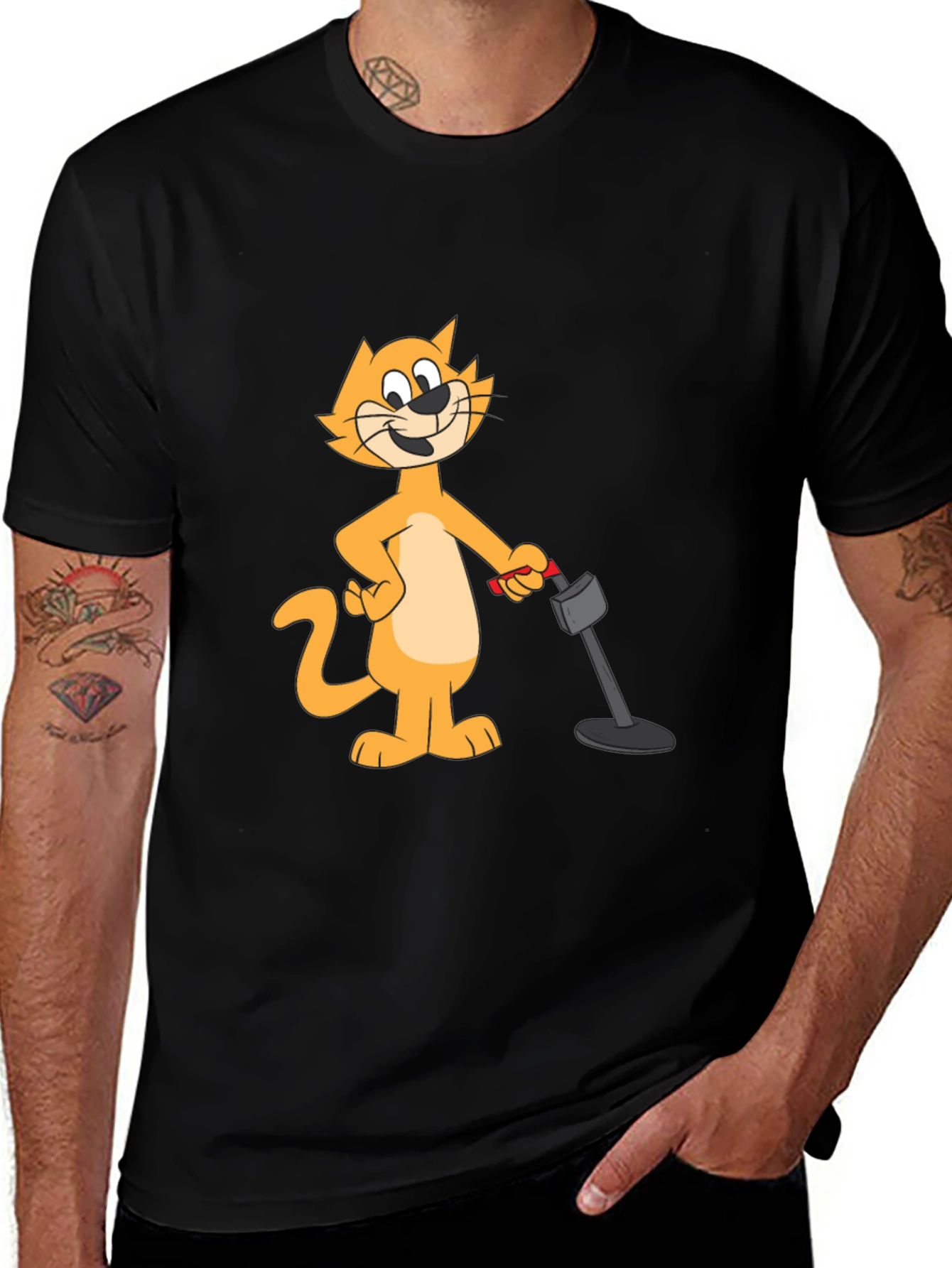 Cool Cat Cartoon Black T-Shirt