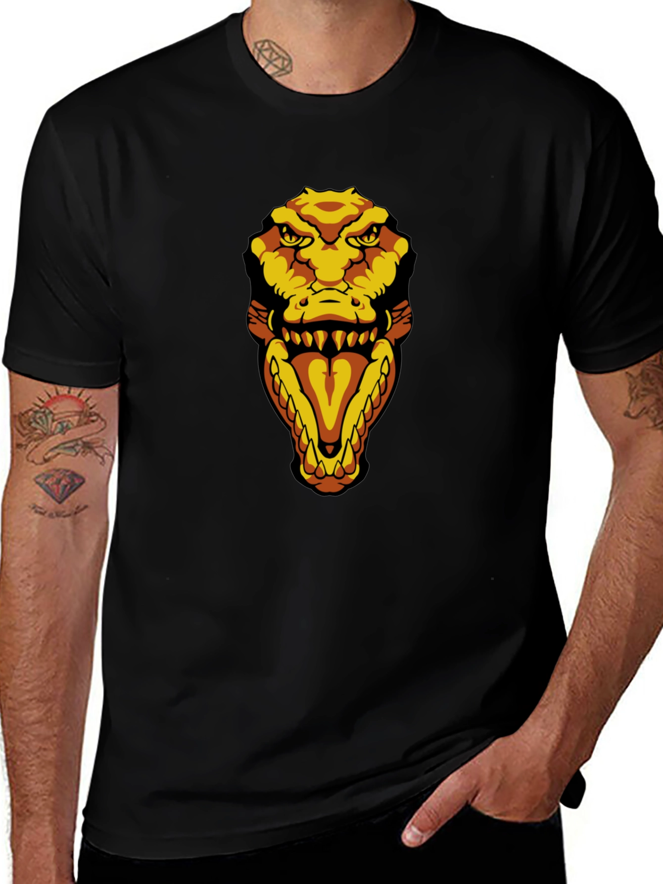 Mens Black T-Shirt with Croc Design